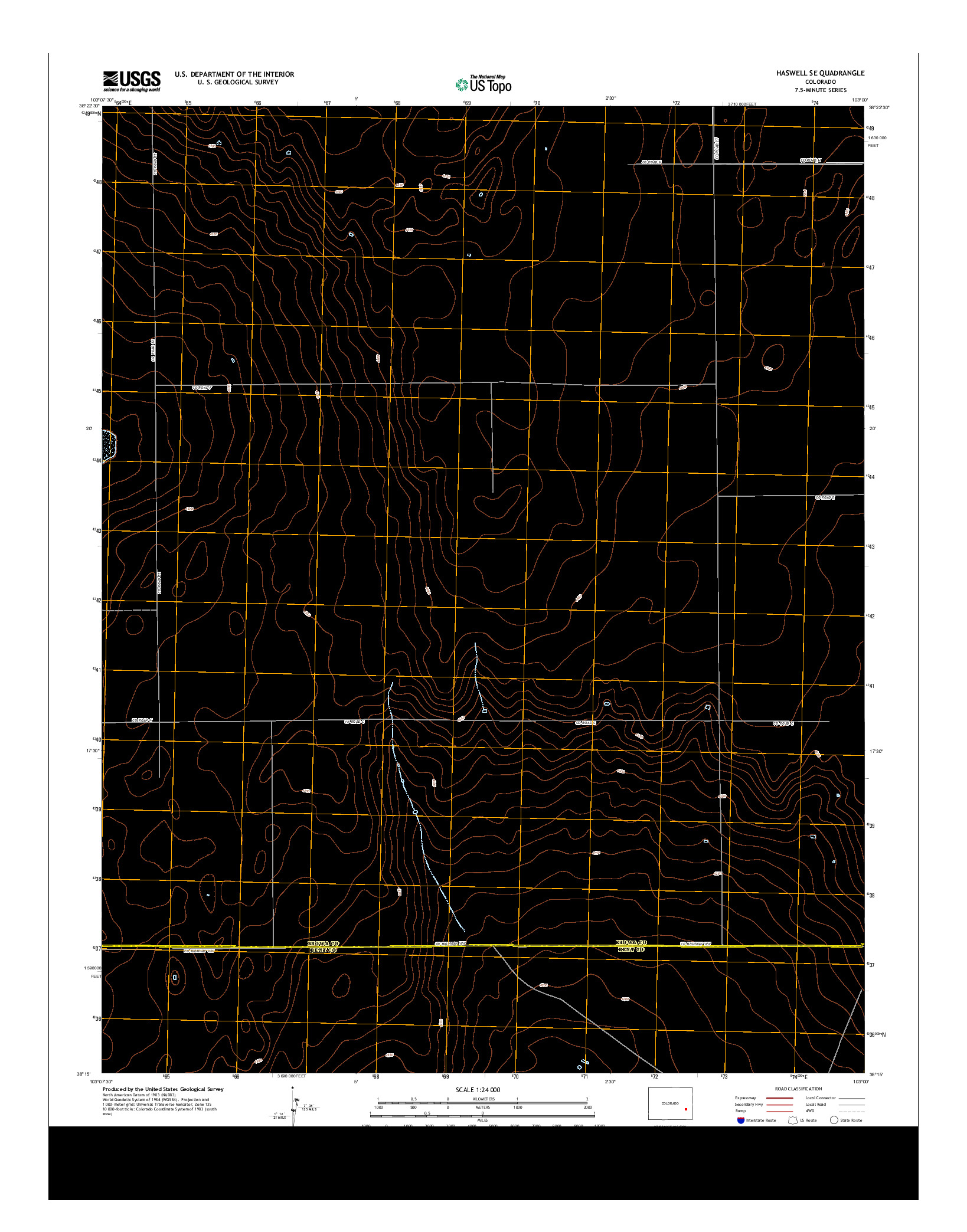 USGS US TOPO 7.5-MINUTE MAP FOR HASWELL SE, CO 2013