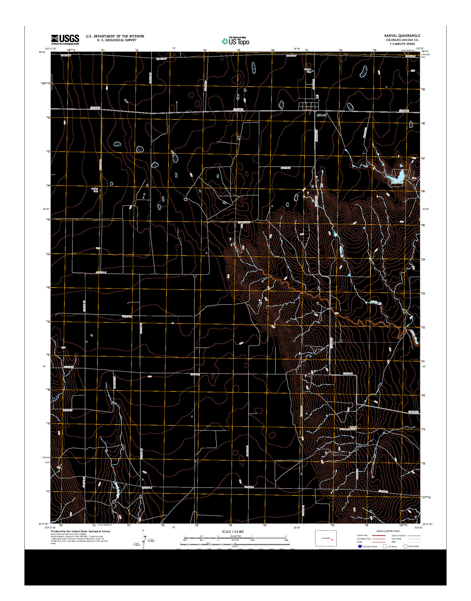 USGS US TOPO 7.5-MINUTE MAP FOR KARVAL, CO 2013