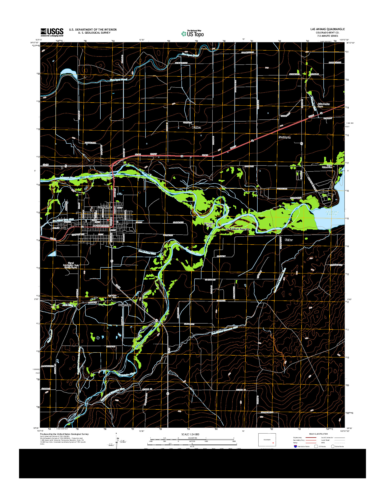 USGS US TOPO 7.5-MINUTE MAP FOR LAS ANIMAS, CO 2013