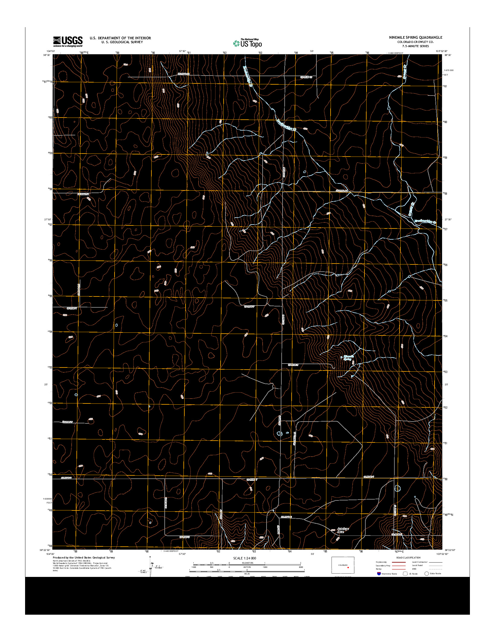 USGS US TOPO 7.5-MINUTE MAP FOR NINEMILE SPRING, CO 2013