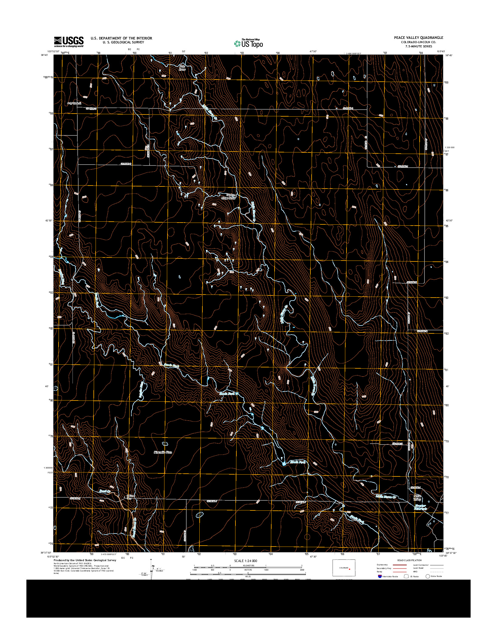 USGS US TOPO 7.5-MINUTE MAP FOR PEACE VALLEY, CO 2013