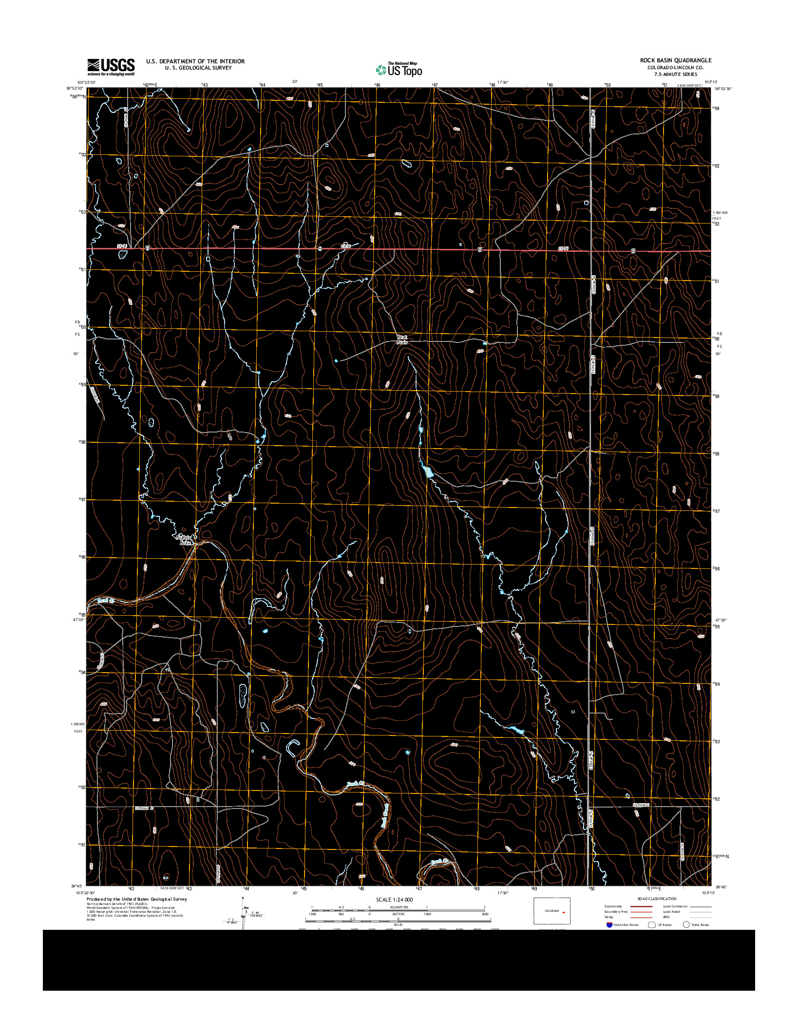 USGS US TOPO 7.5-MINUTE MAP FOR ROCK BASIN, CO 2013