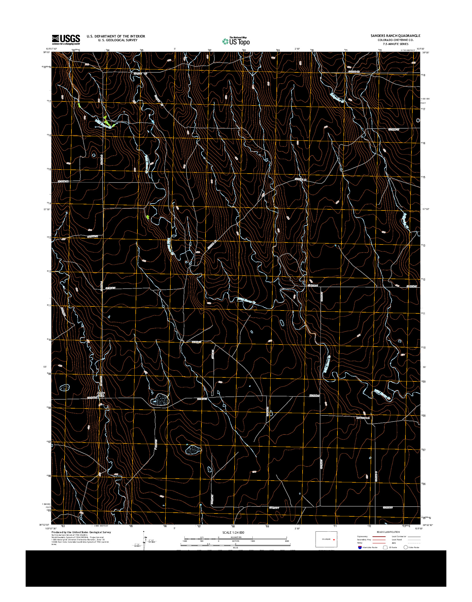 USGS US TOPO 7.5-MINUTE MAP FOR SANDERS RANCH, CO 2013