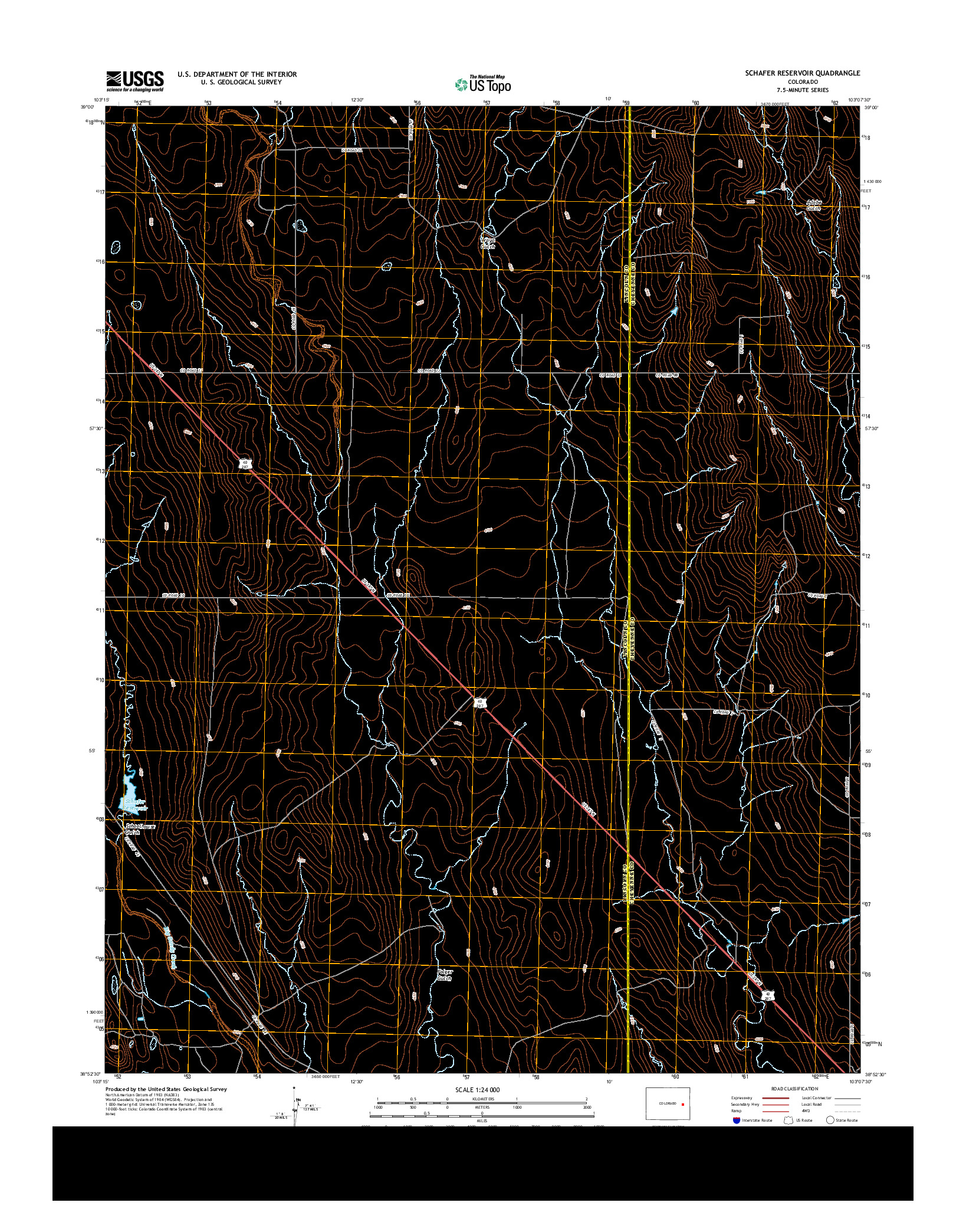 USGS US TOPO 7.5-MINUTE MAP FOR SCHAFER RESERVOIR, CO 2013