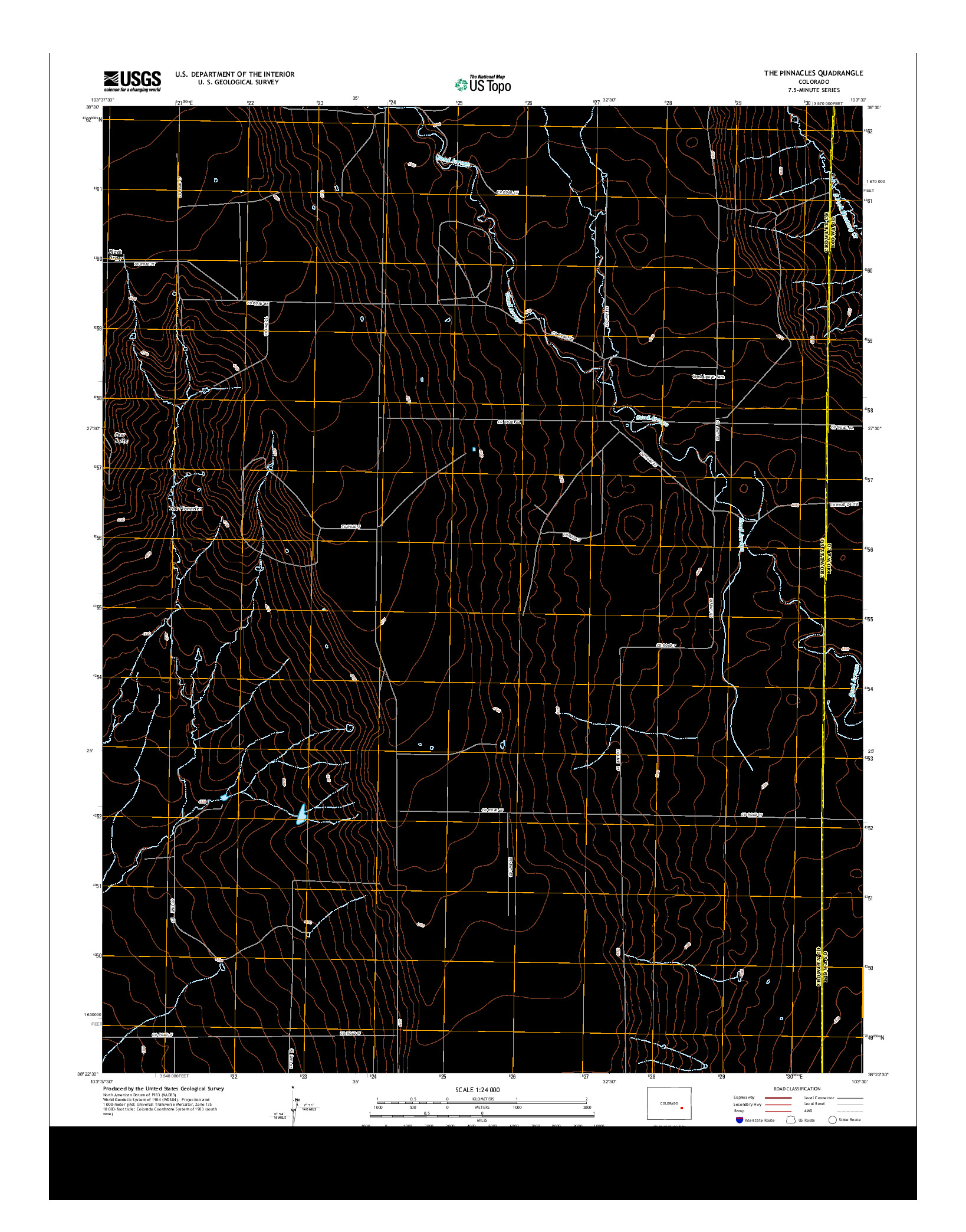 USGS US TOPO 7.5-MINUTE MAP FOR THE PINNACLES, CO 2013