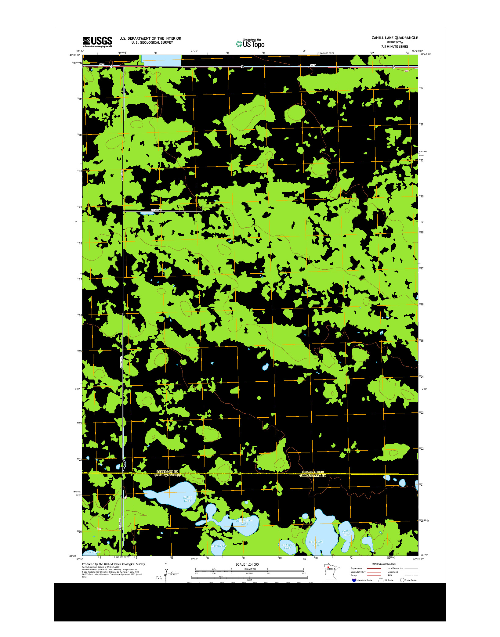 USGS US TOPO 7.5-MINUTE MAP FOR CAHILL LAKE, MN 2013