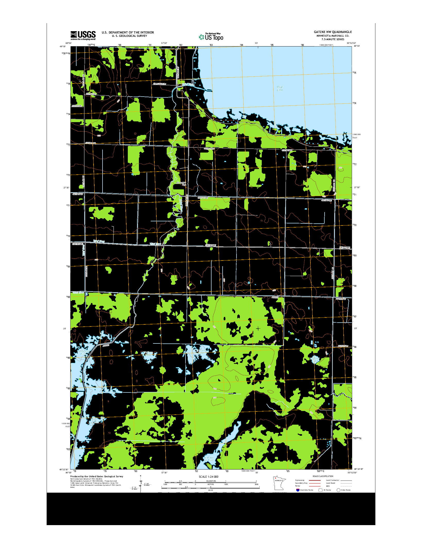 USGS US TOPO 7.5-MINUTE MAP FOR GATZKE NW, MN 2013