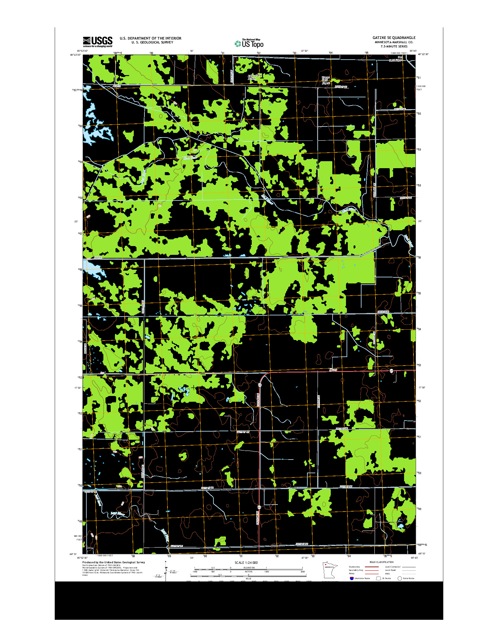 USGS US TOPO 7.5-MINUTE MAP FOR GATZKE SE, MN 2013