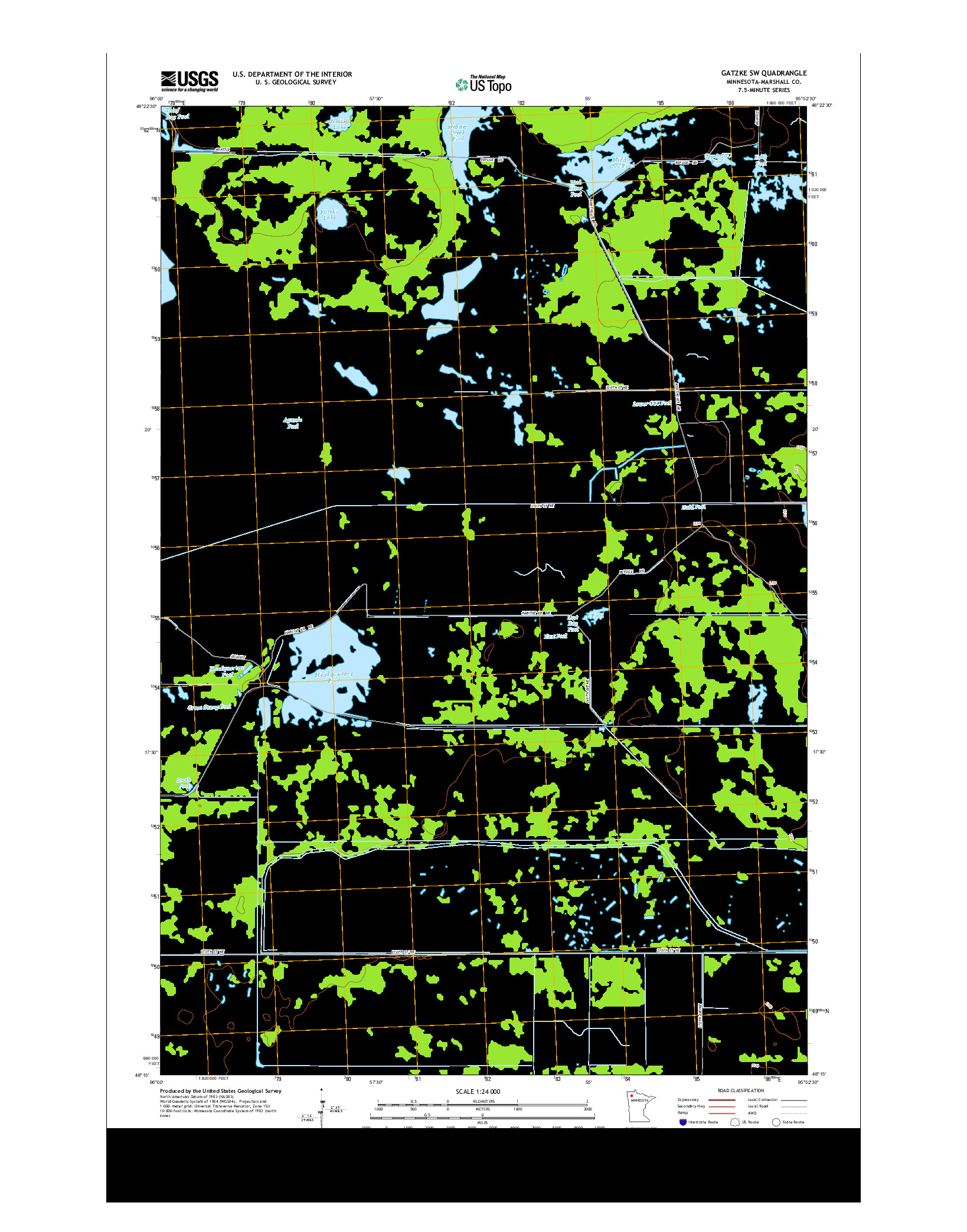 USGS US TOPO 7.5-MINUTE MAP FOR GATZKE SW, MN 2013