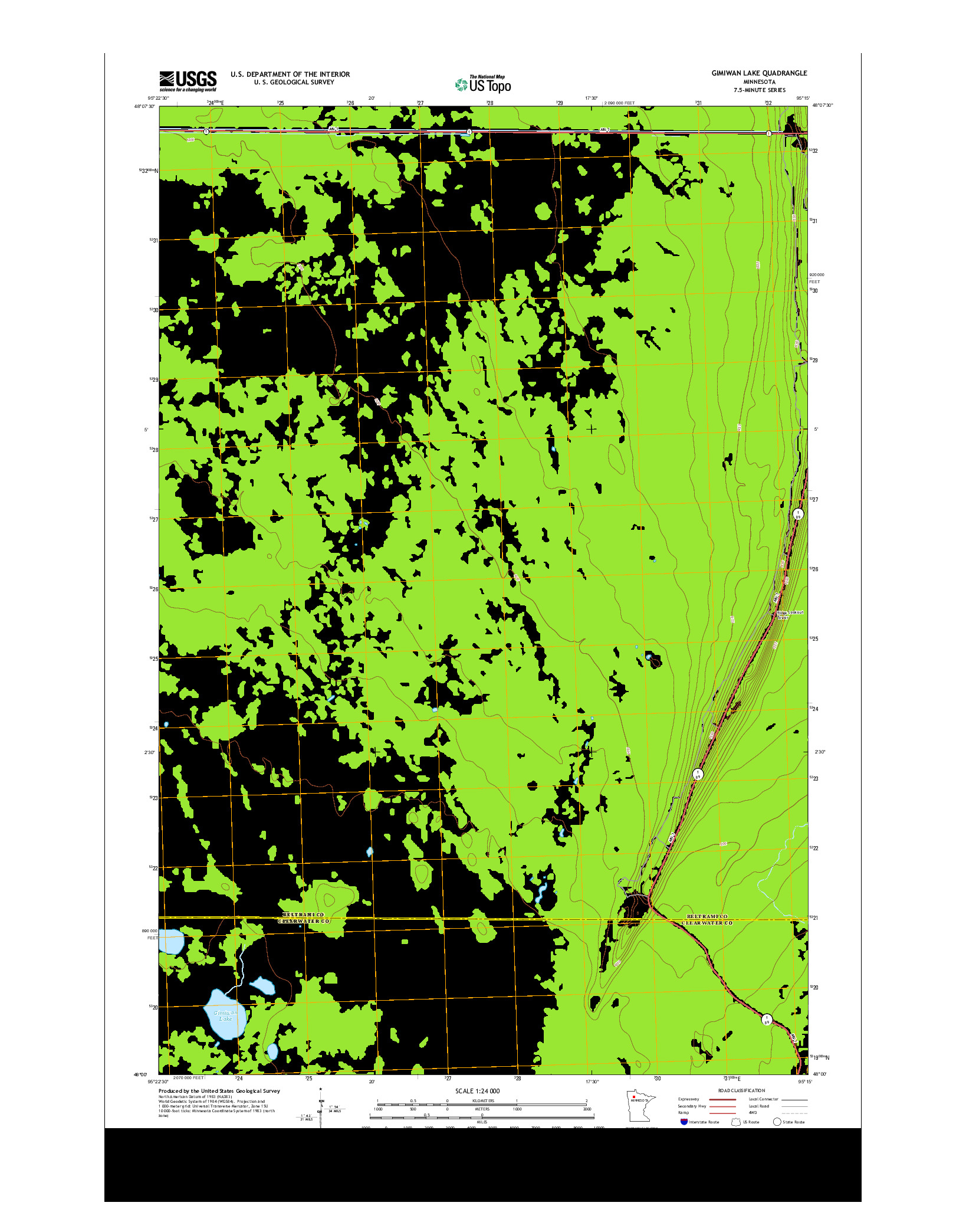 USGS US TOPO 7.5-MINUTE MAP FOR GIMIWAN LAKE, MN 2013