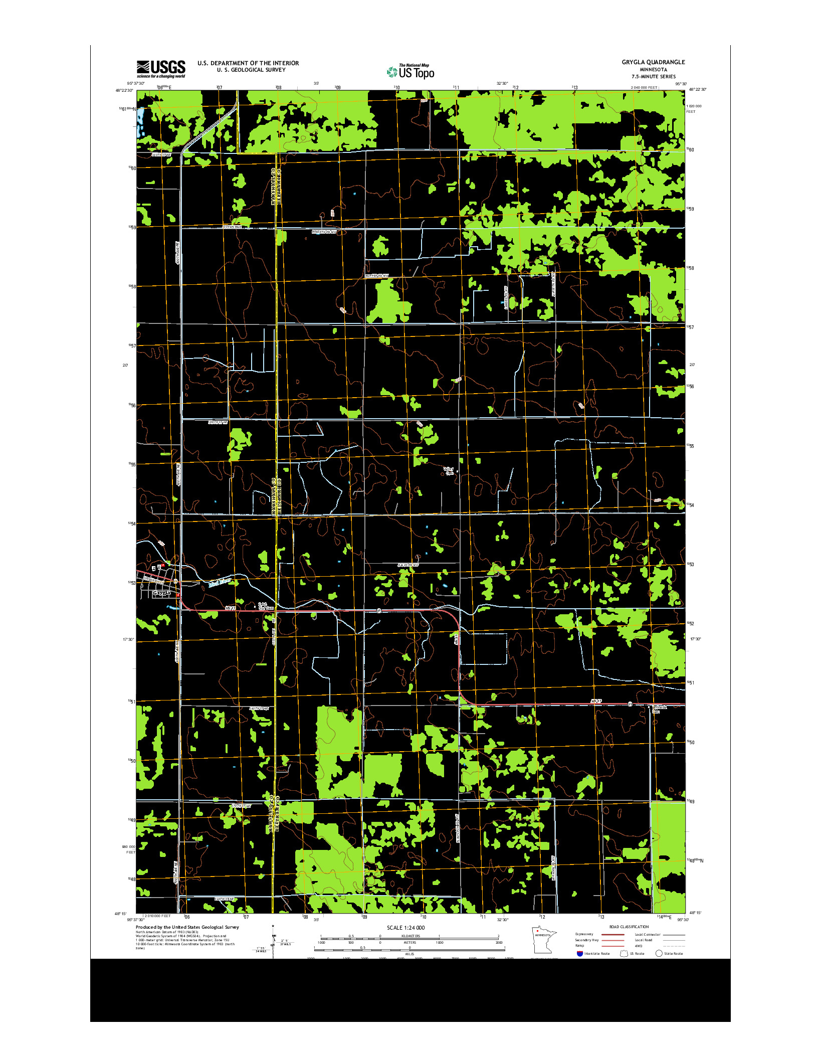 USGS US TOPO 7.5-MINUTE MAP FOR GRYGLA, MN 2013