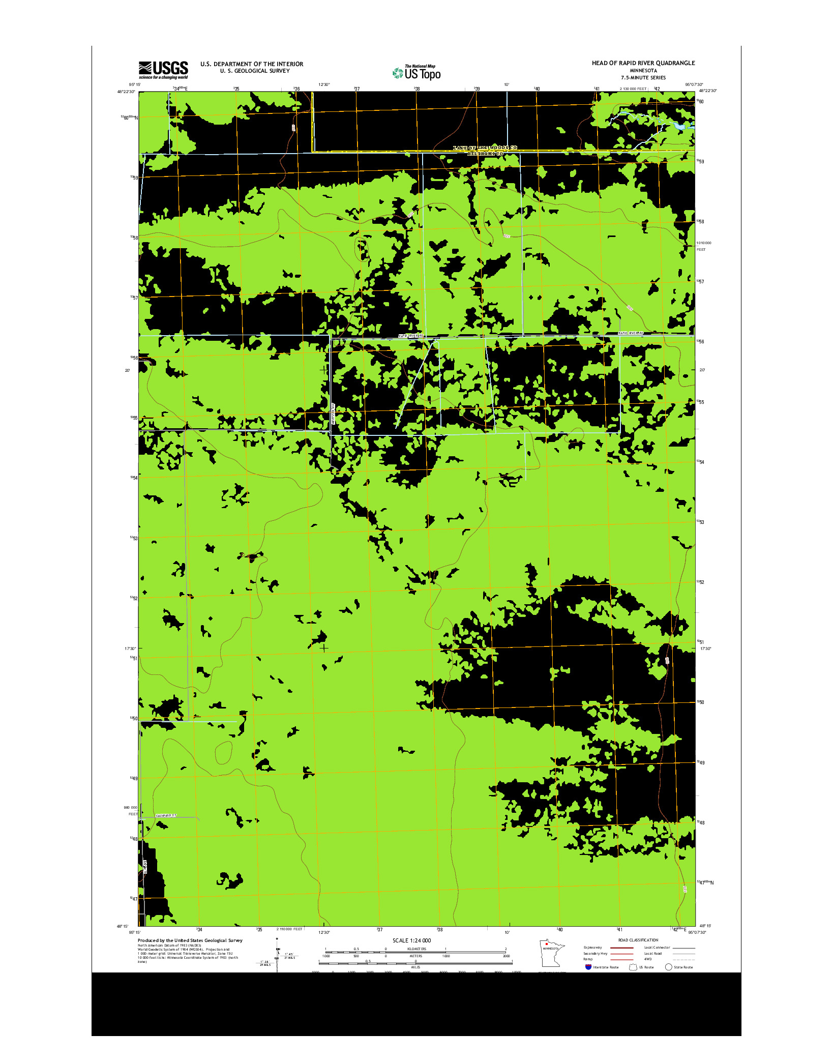 USGS US TOPO 7.5-MINUTE MAP FOR HEAD OF RAPID RIVER, MN 2013