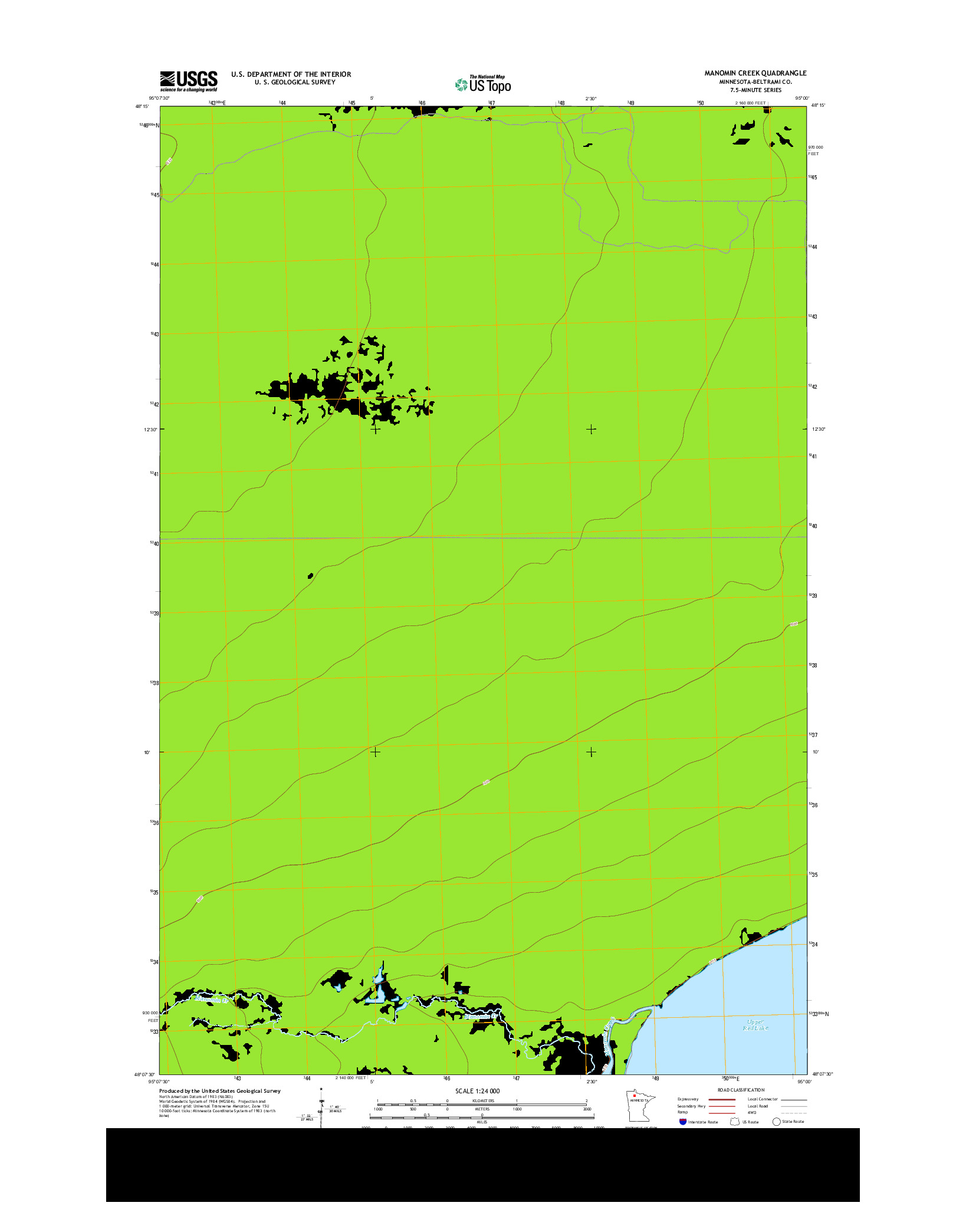 USGS US TOPO 7.5-MINUTE MAP FOR MANOMIN CREEK, MN 2013