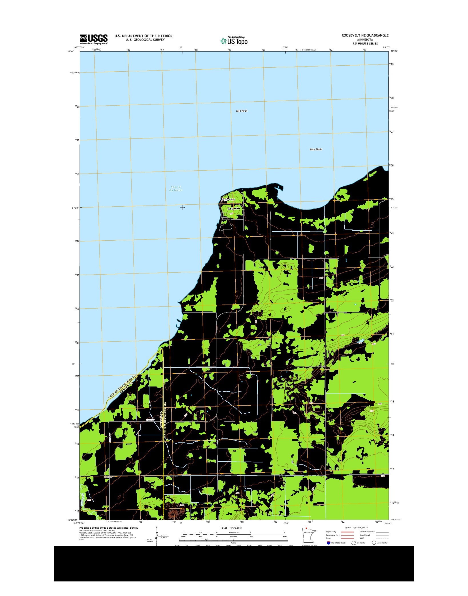 USGS US TOPO 7.5-MINUTE MAP FOR ROOSEVELT NE, MN 2013