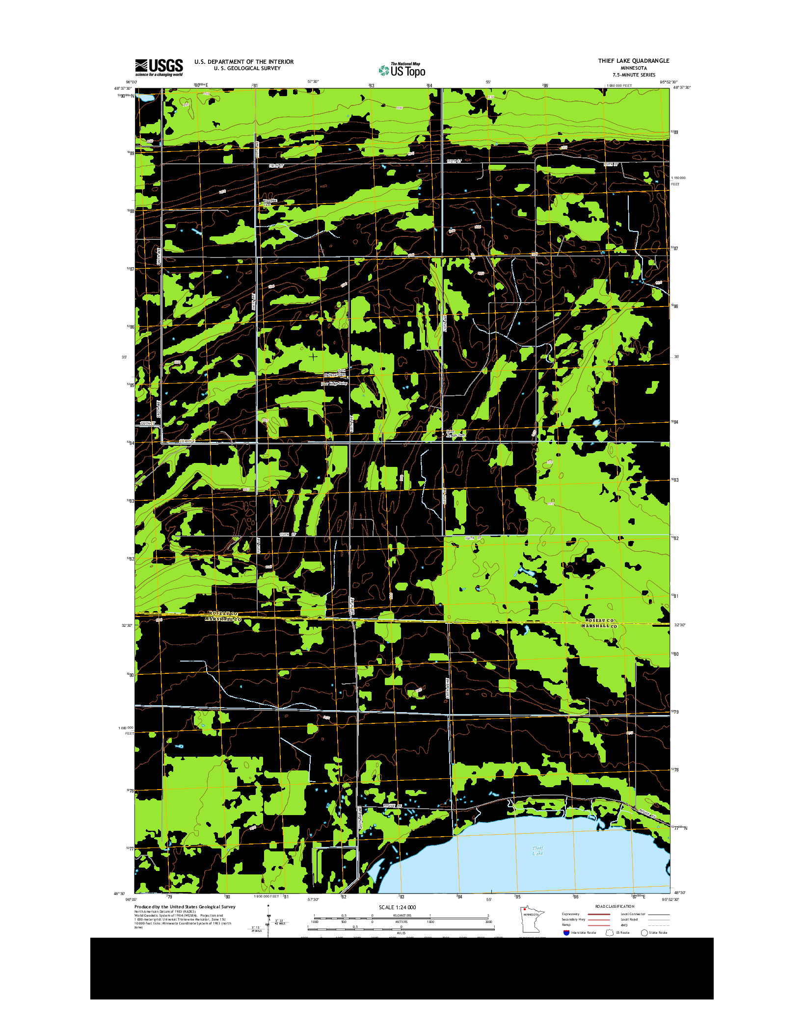 USGS US TOPO 7.5-MINUTE MAP FOR THIEF LAKE, MN 2013