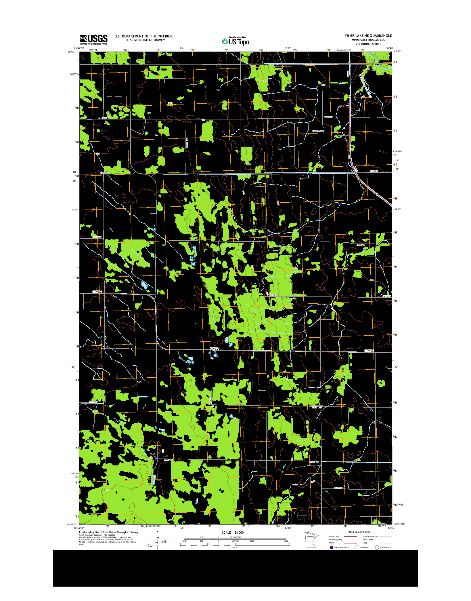 USGS US TOPO 7.5-MINUTE MAP FOR THIEF LAKE NE, MN 2013