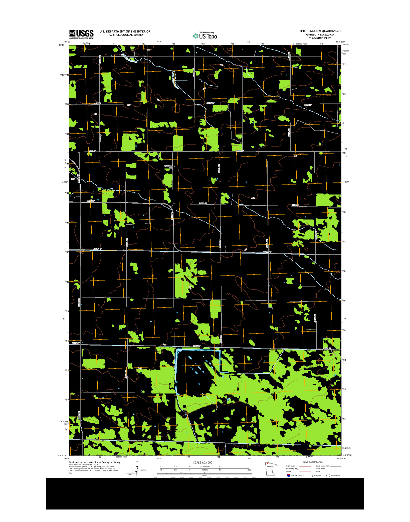 USGS US TOPO 7.5-MINUTE MAP FOR THIEF LAKE NW, MN 2013