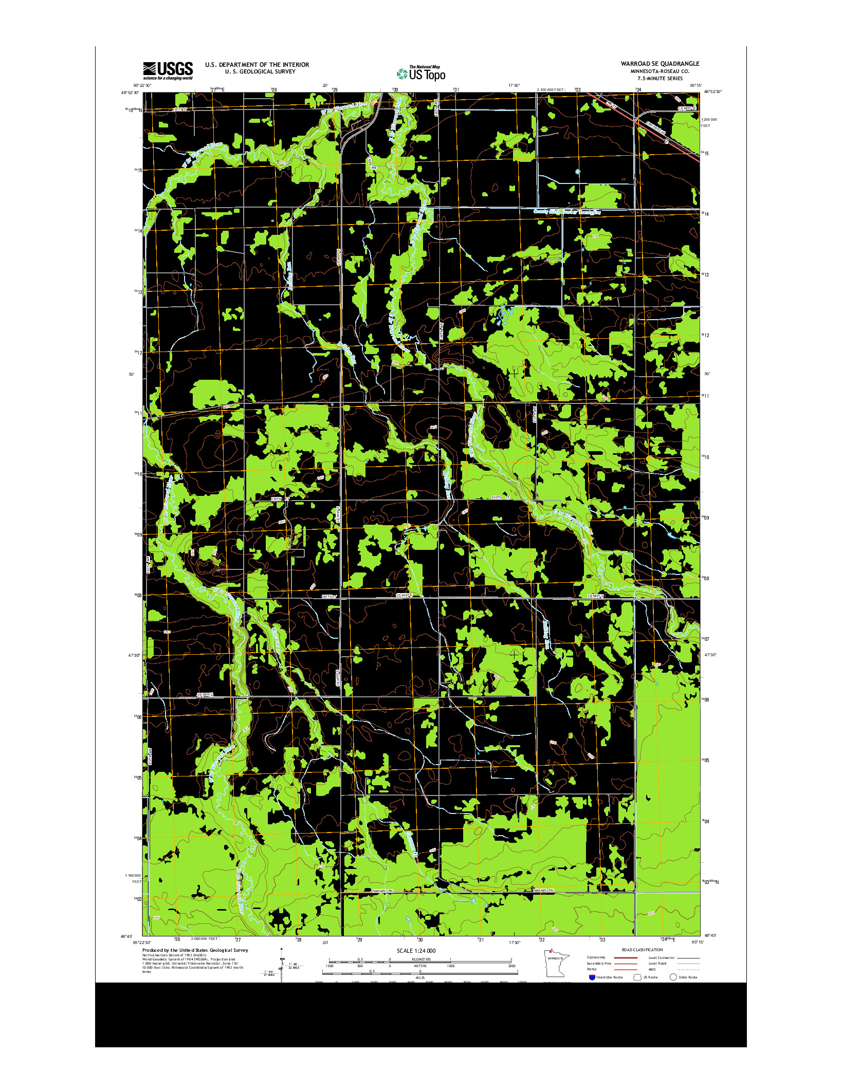 USGS US TOPO 7.5-MINUTE MAP FOR WARROAD SE, MN 2013