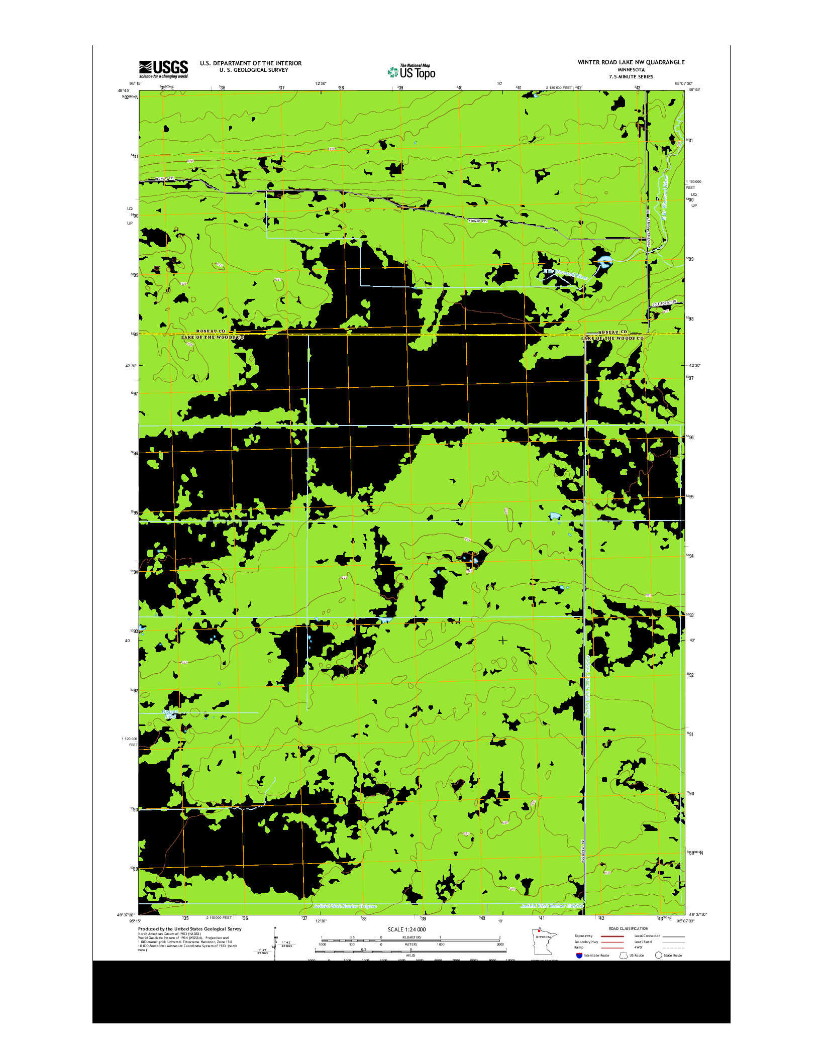 USGS US TOPO 7.5-MINUTE MAP FOR WINTER ROAD LAKE NW, MN 2013