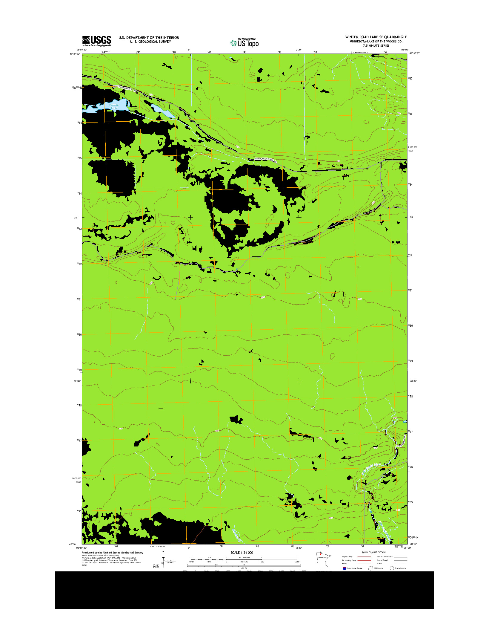 USGS US TOPO 7.5-MINUTE MAP FOR WINTER ROAD LAKE SE, MN 2013