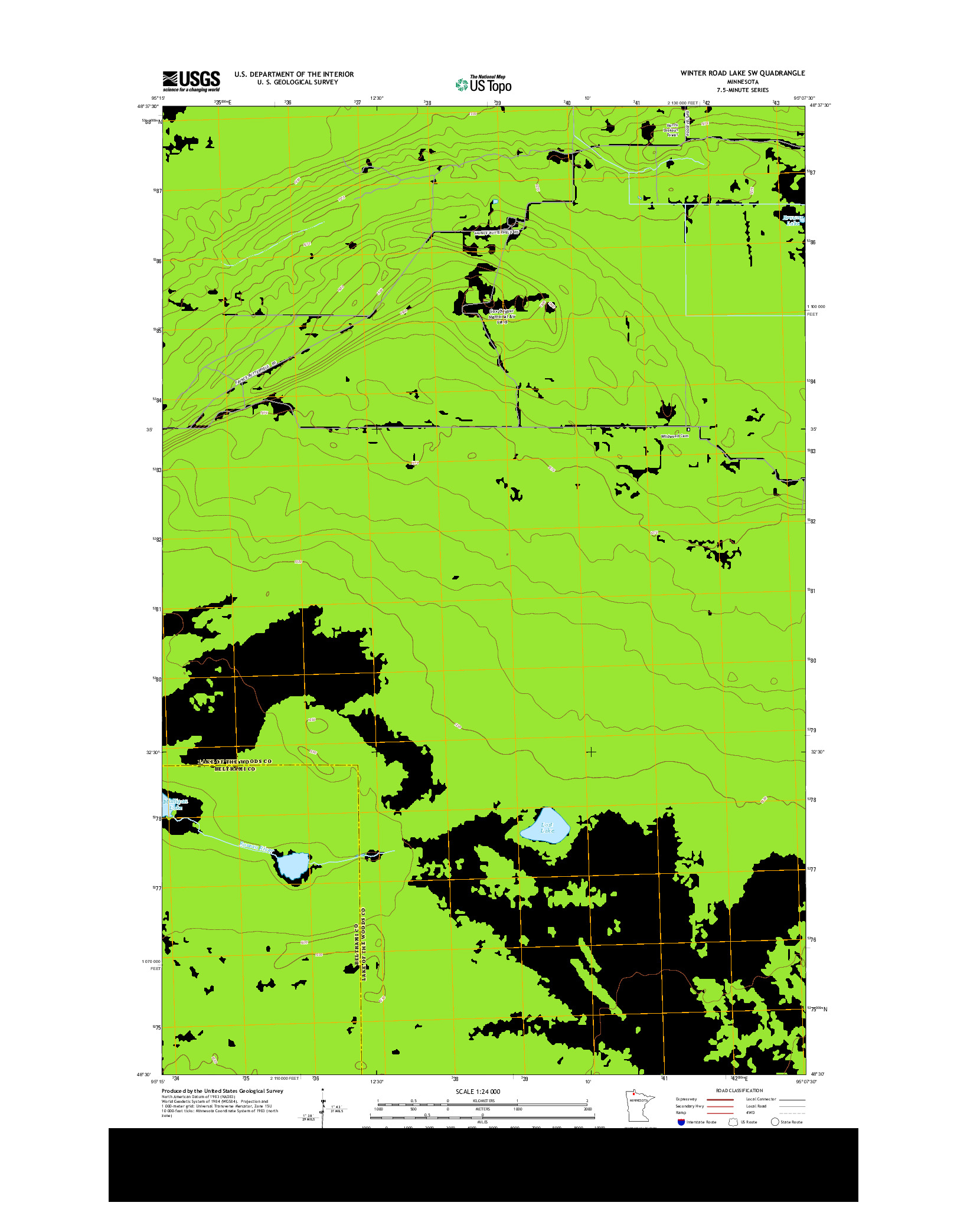 USGS US TOPO 7.5-MINUTE MAP FOR WINTER ROAD LAKE SW, MN 2013