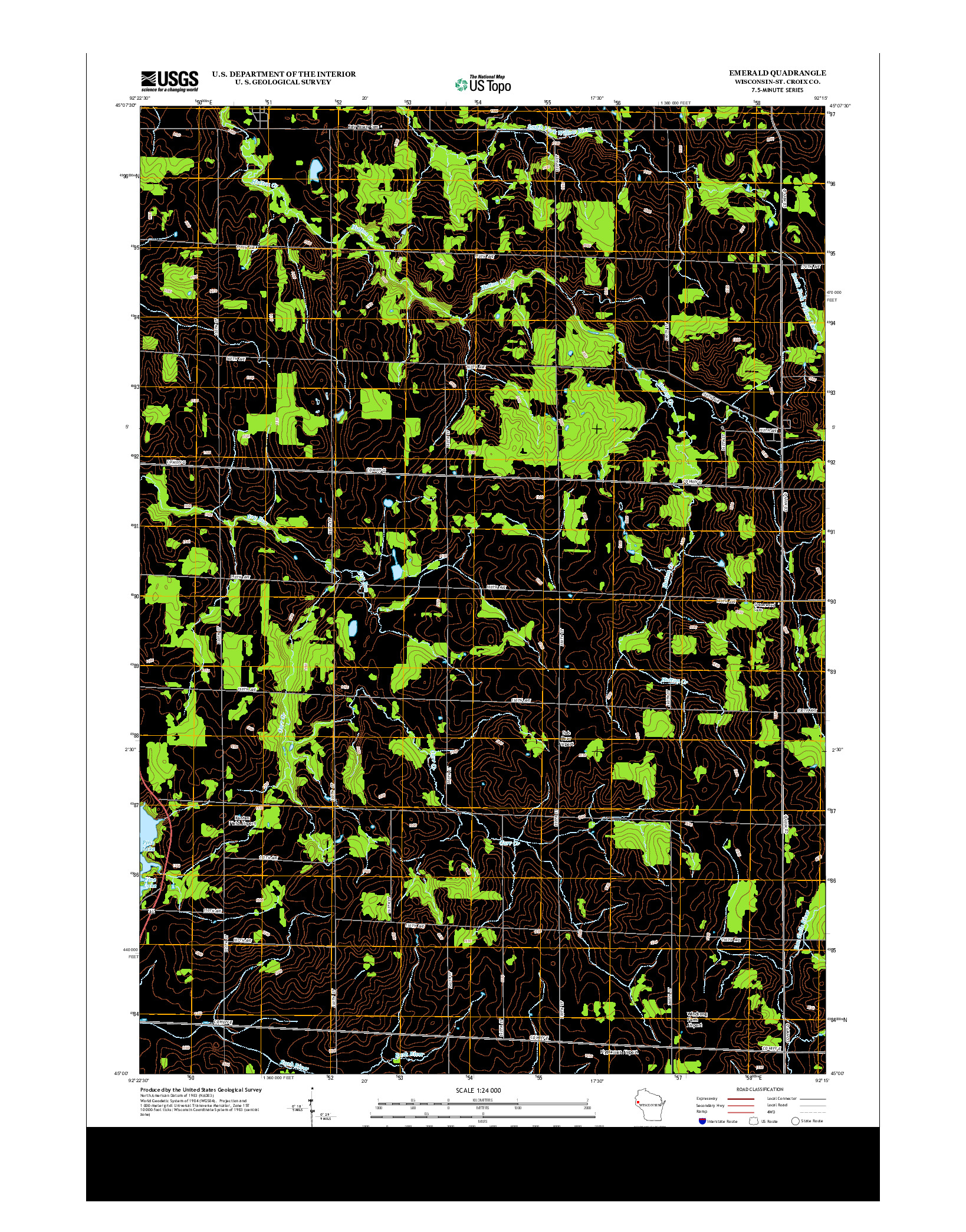 USGS US TOPO 7.5-MINUTE MAP FOR EMERALD, WI 2013