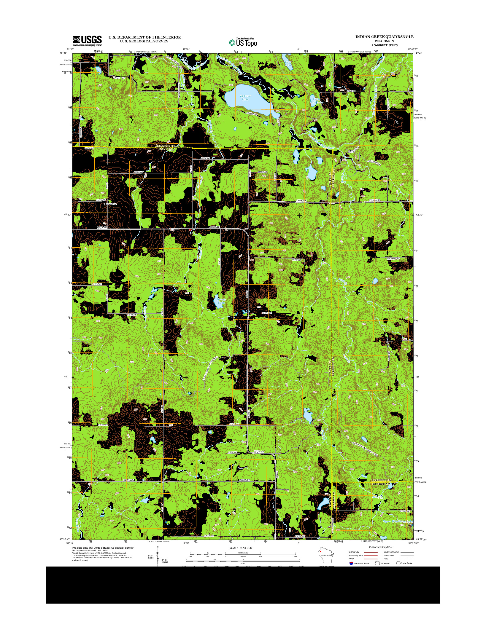 USGS US TOPO 7.5-MINUTE MAP FOR INDIAN CREEK, WI 2013