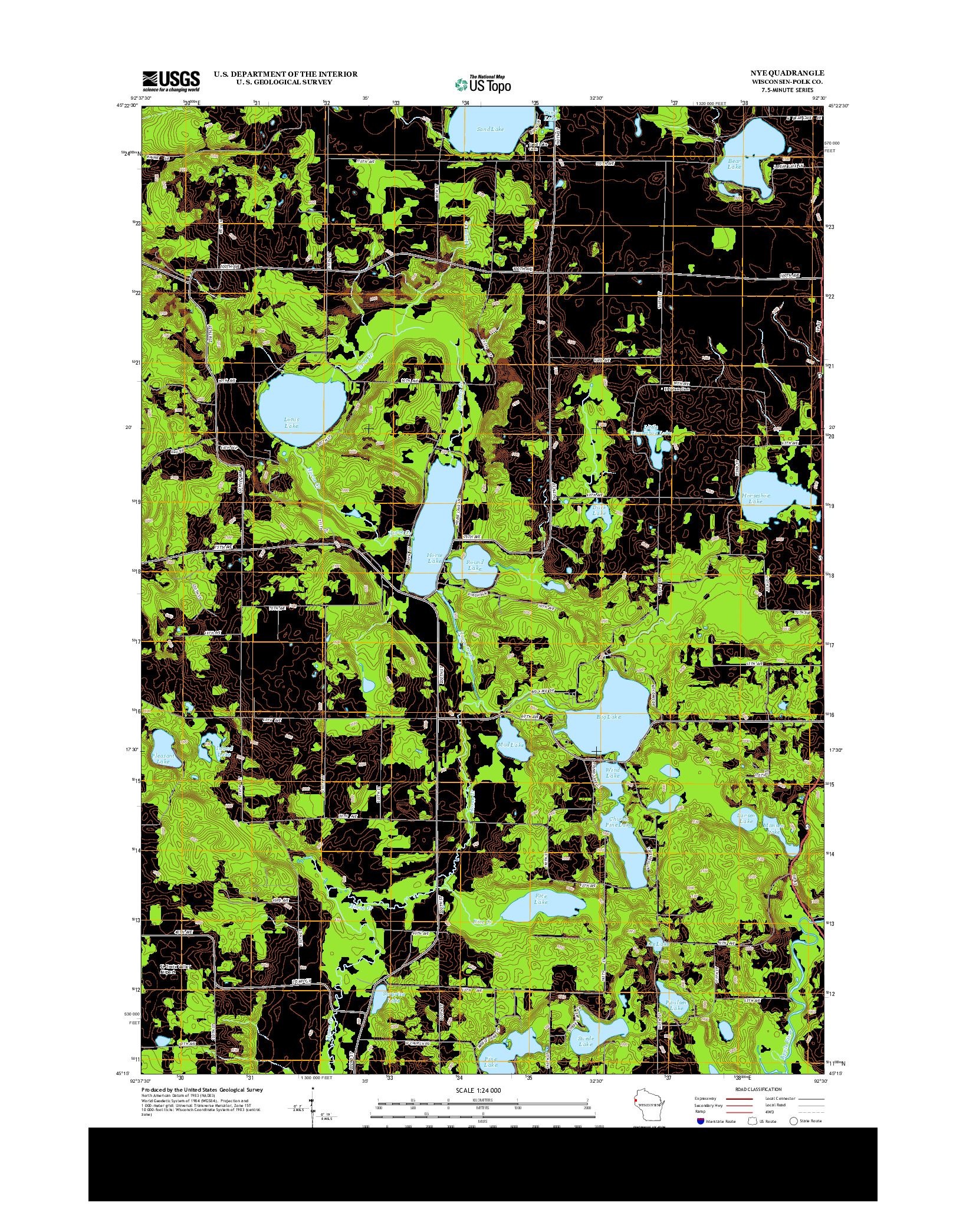 USGS US TOPO 7.5-MINUTE MAP FOR NYE, WI 2013