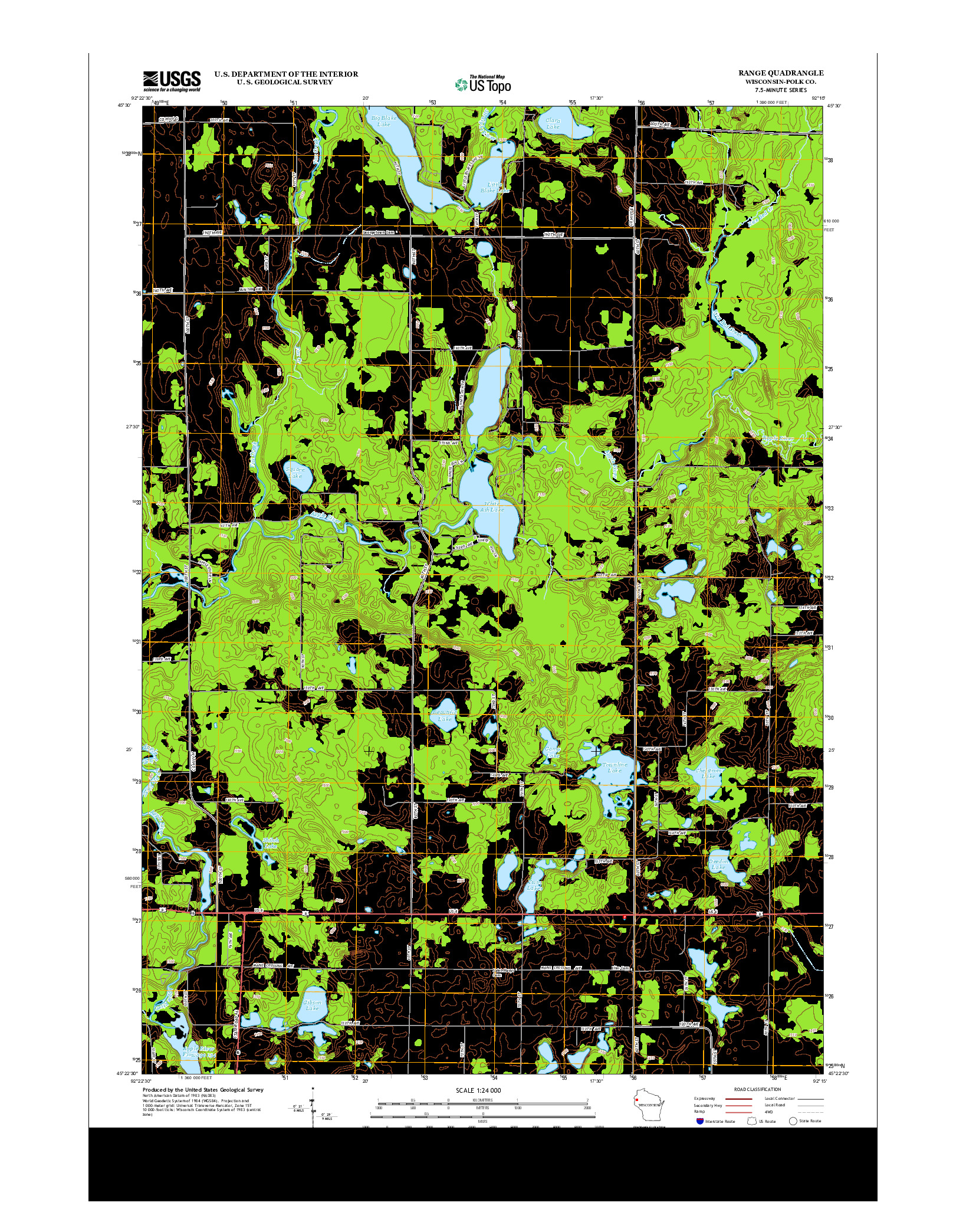 USGS US TOPO 7.5-MINUTE MAP FOR RANGE, WI 2013