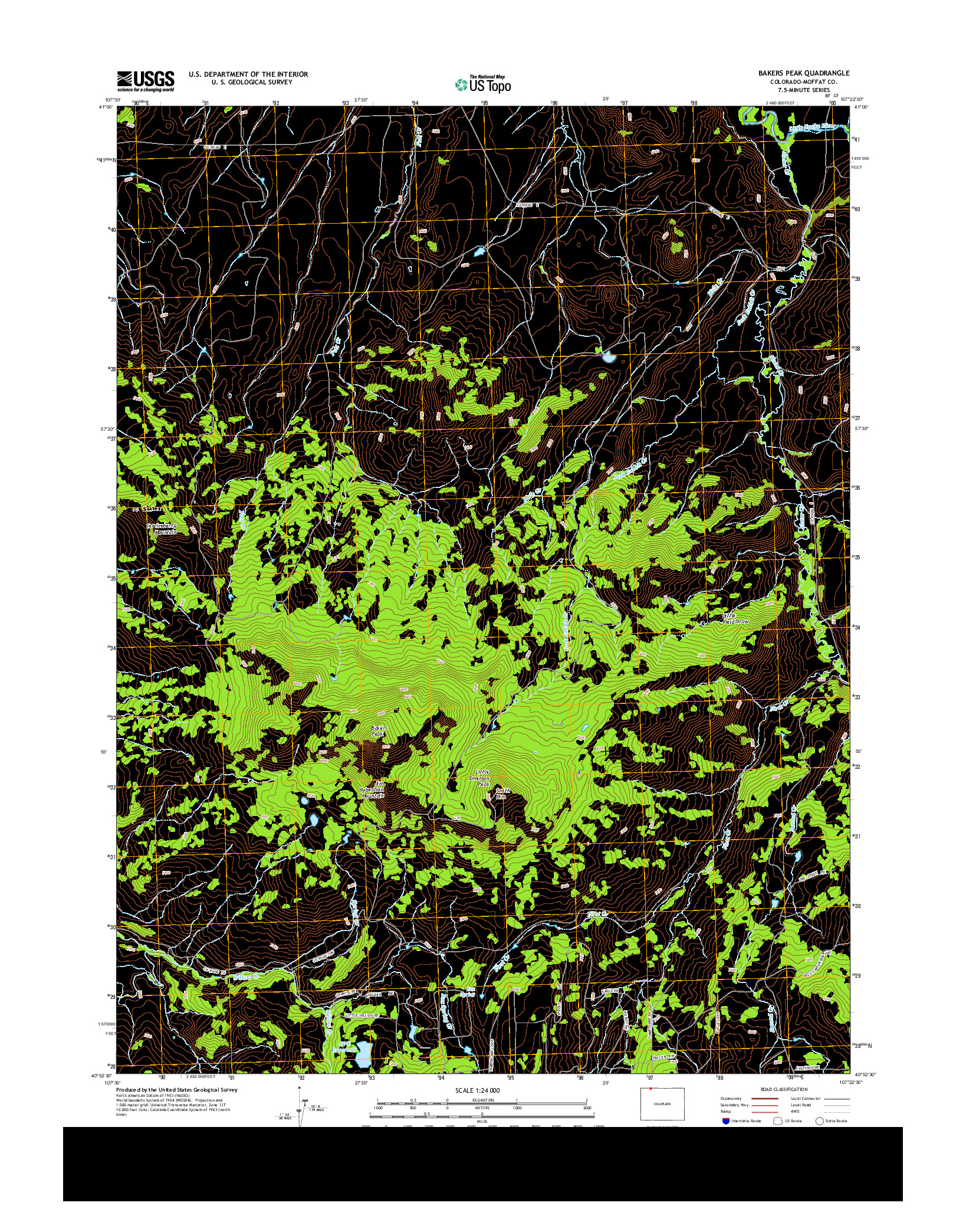 USGS US TOPO 7.5-MINUTE MAP FOR BAKERS PEAK, CO 2013