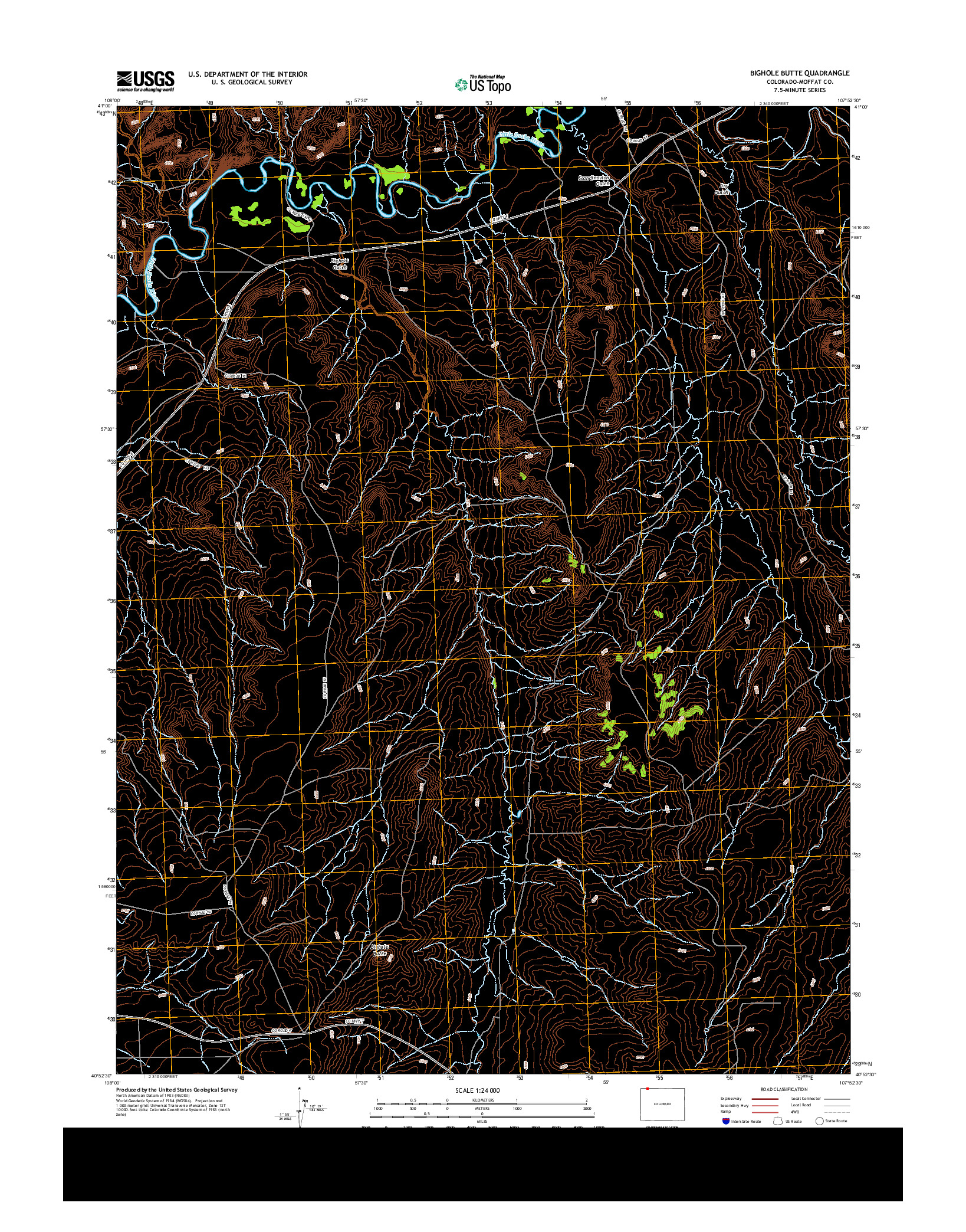 USGS US TOPO 7.5-MINUTE MAP FOR BIGHOLE BUTTE, CO 2013