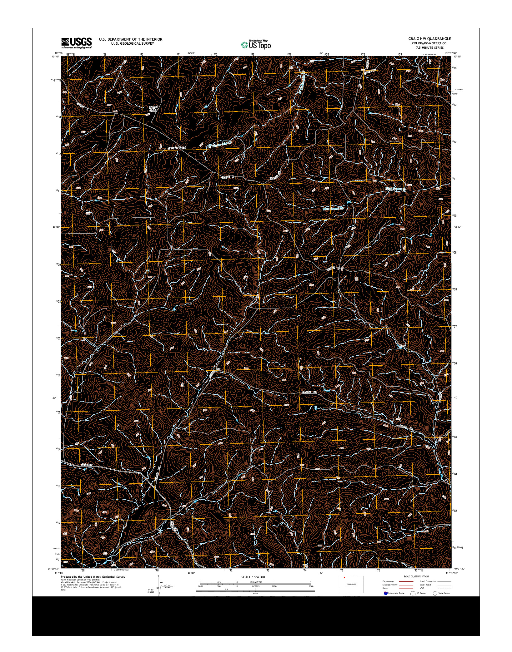 USGS US TOPO 7.5-MINUTE MAP FOR CRAIG NW, CO 2013