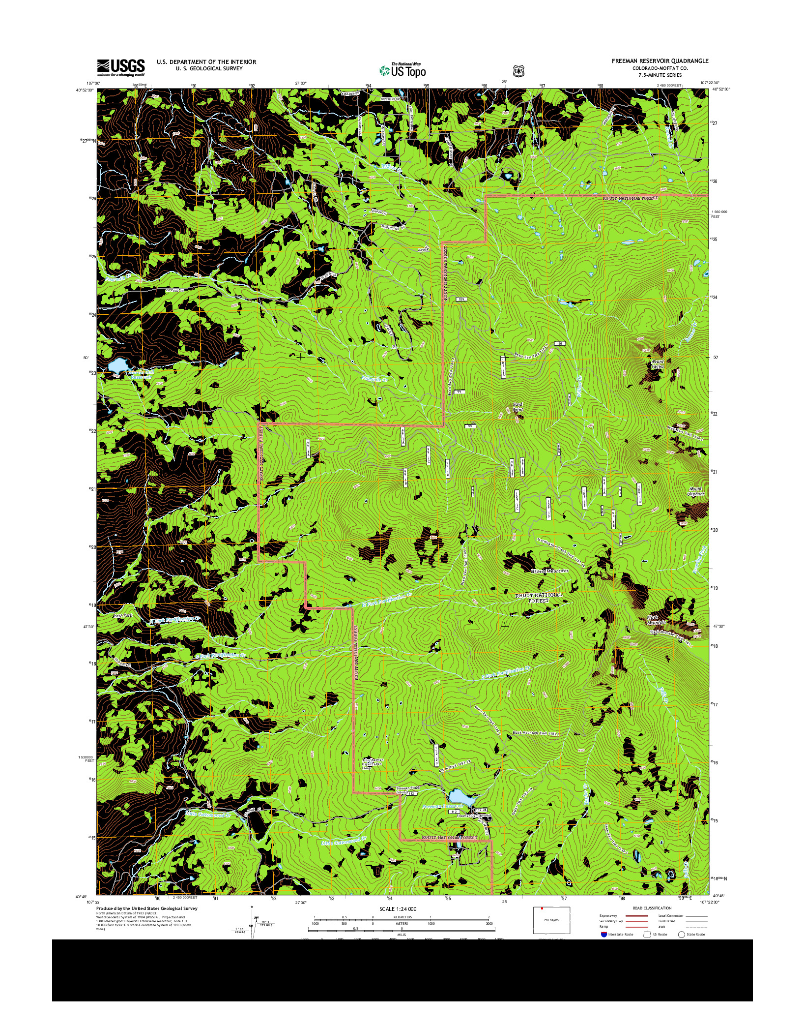 USGS US TOPO 7.5-MINUTE MAP FOR FREEMAN RESERVOIR, CO 2013