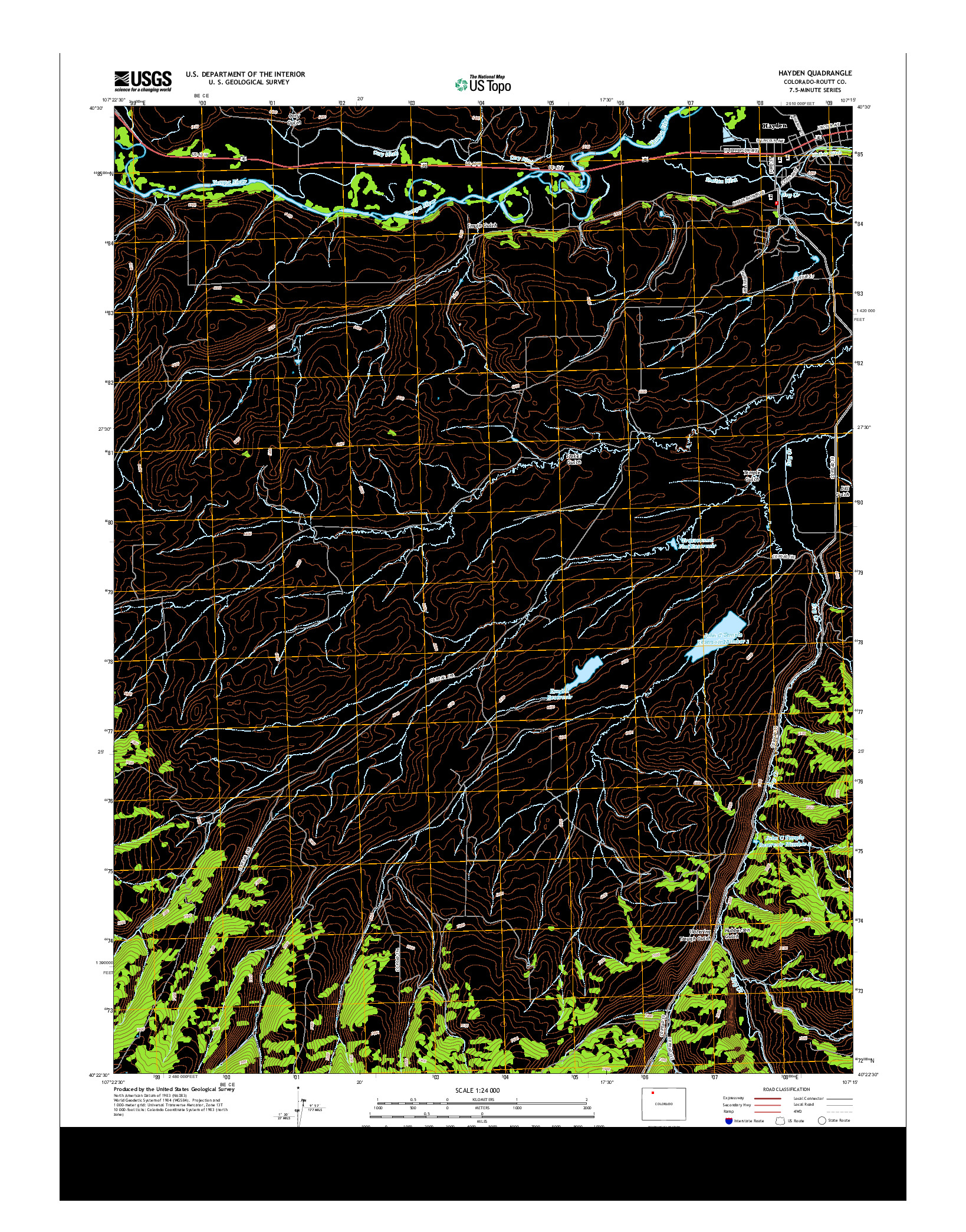 USGS US TOPO 7.5-MINUTE MAP FOR HAYDEN, CO 2013