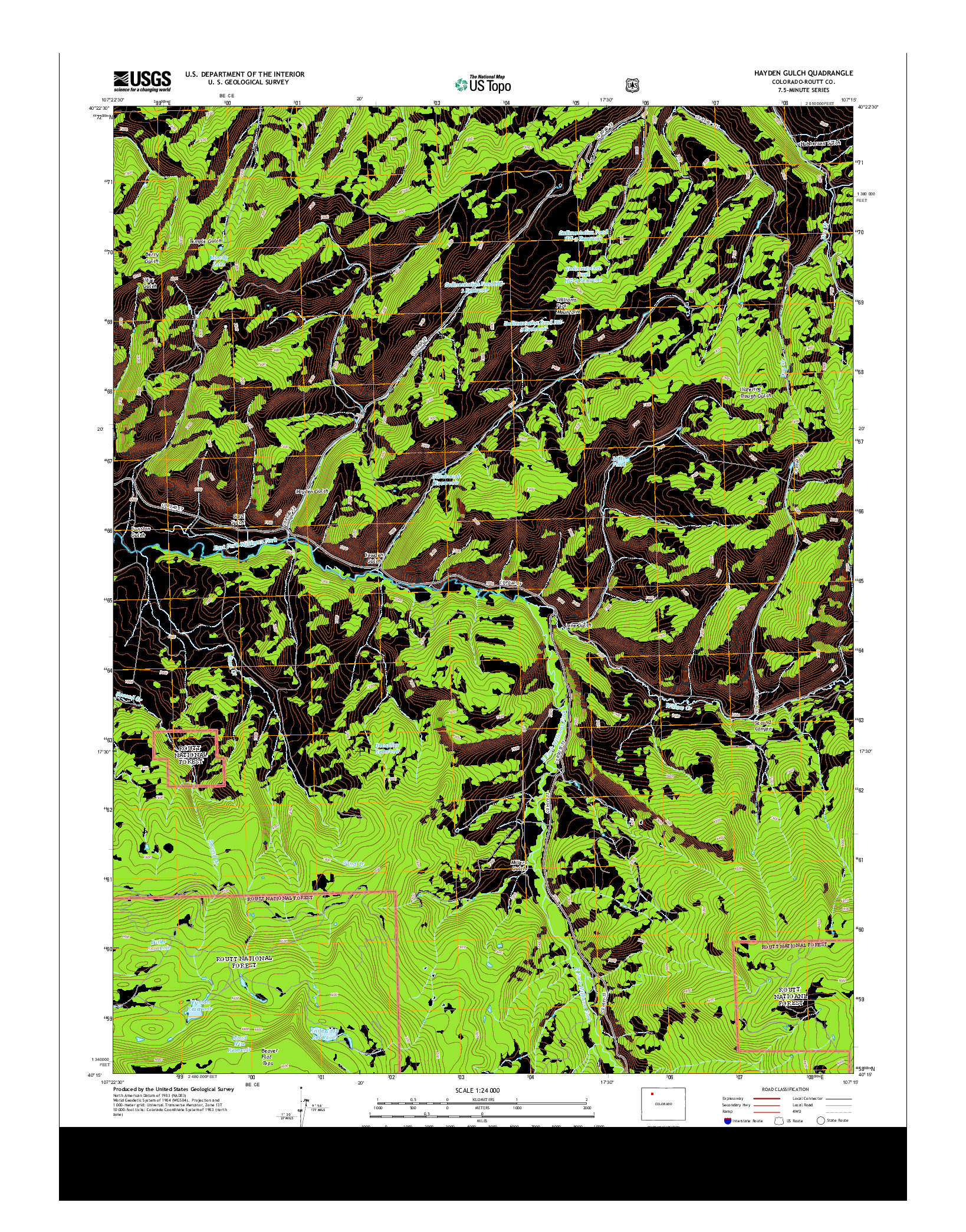 USGS US TOPO 7.5-MINUTE MAP FOR HAYDEN GULCH, CO 2013