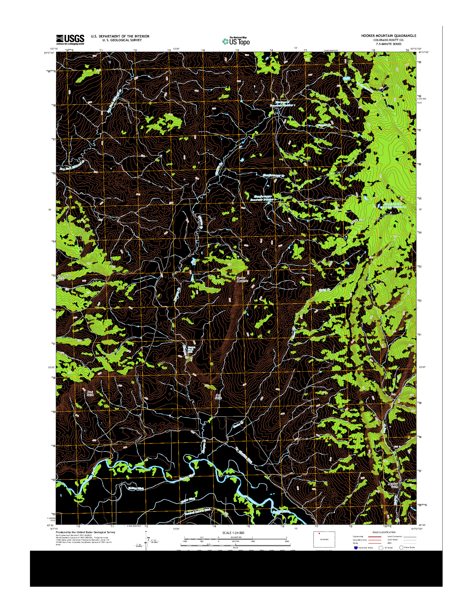 USGS US TOPO 7.5-MINUTE MAP FOR HOOKER MOUNTAIN, CO 2013