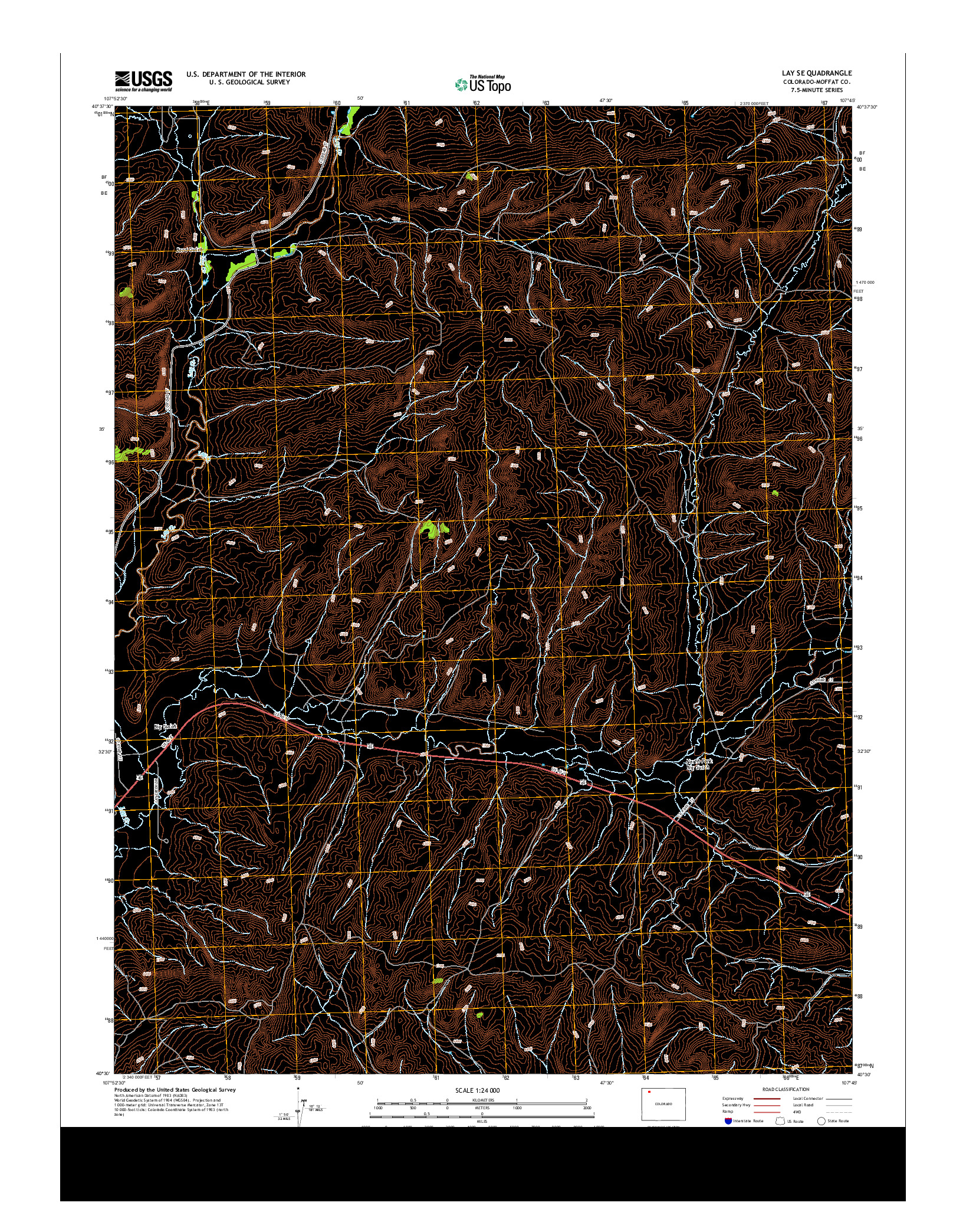USGS US TOPO 7.5-MINUTE MAP FOR LAY SE, CO 2013