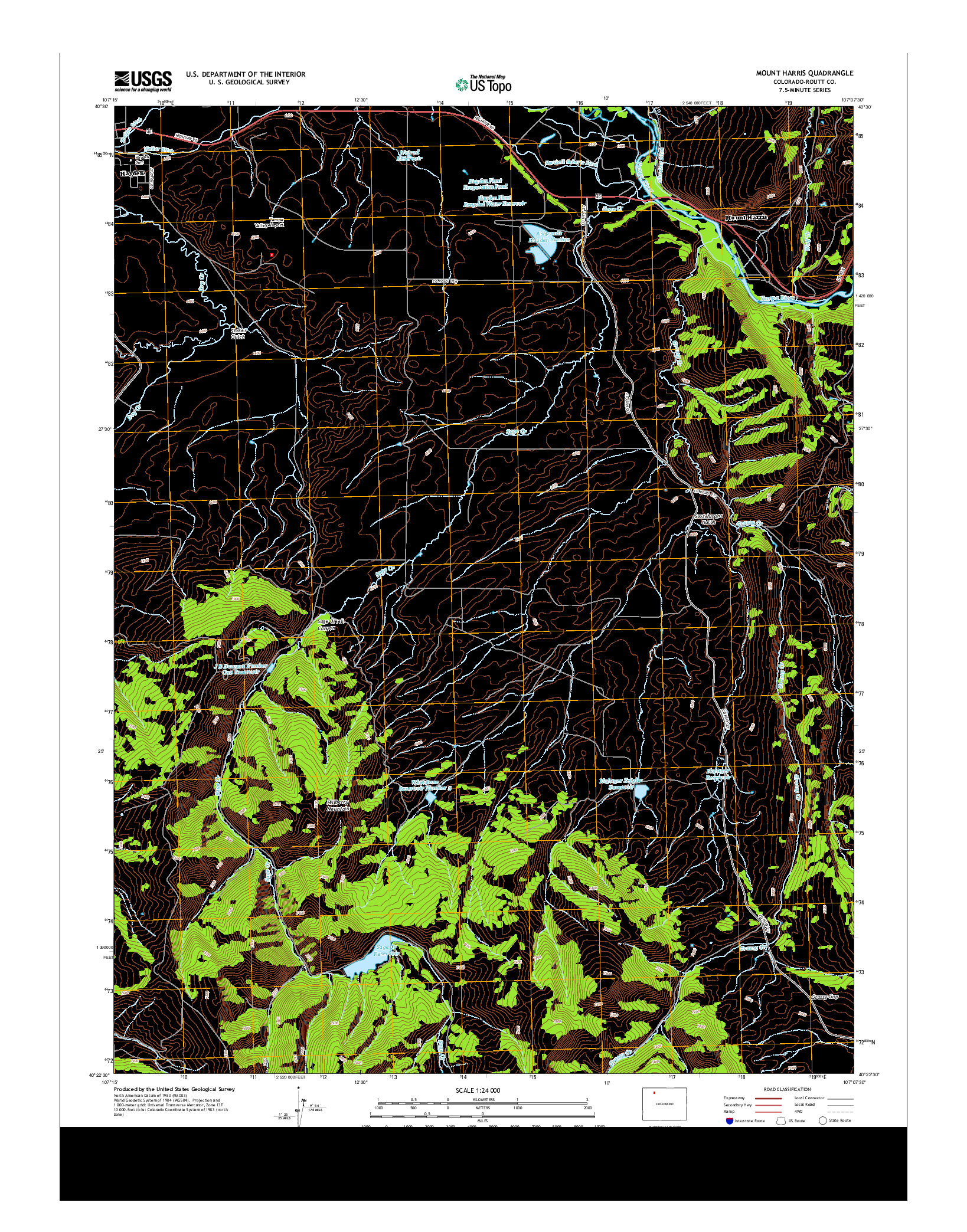 USGS US TOPO 7.5-MINUTE MAP FOR MOUNT HARRIS, CO 2013