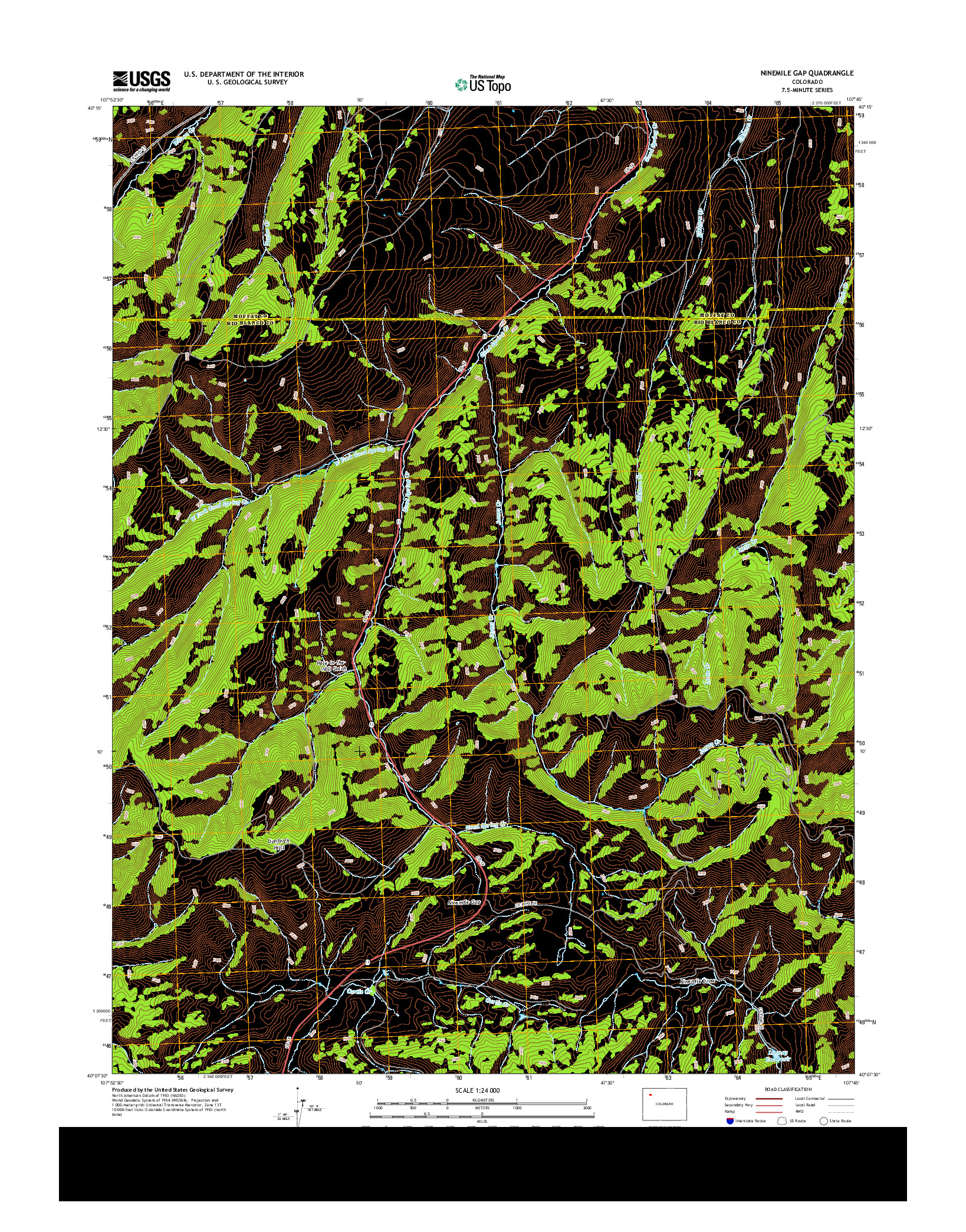 USGS US TOPO 7.5-MINUTE MAP FOR NINEMILE GAP, CO 2013