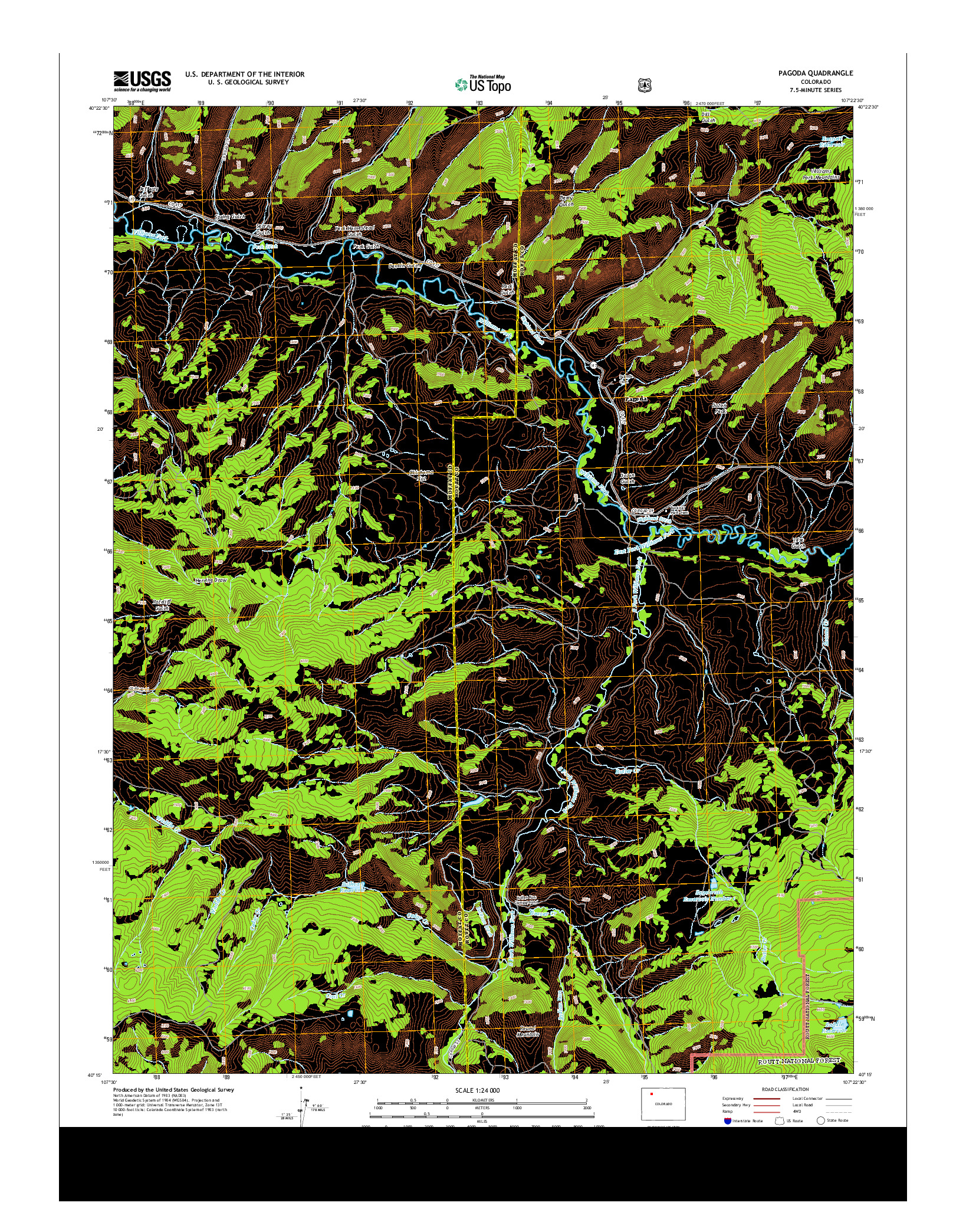 USGS US TOPO 7.5-MINUTE MAP FOR PAGODA, CO 2013