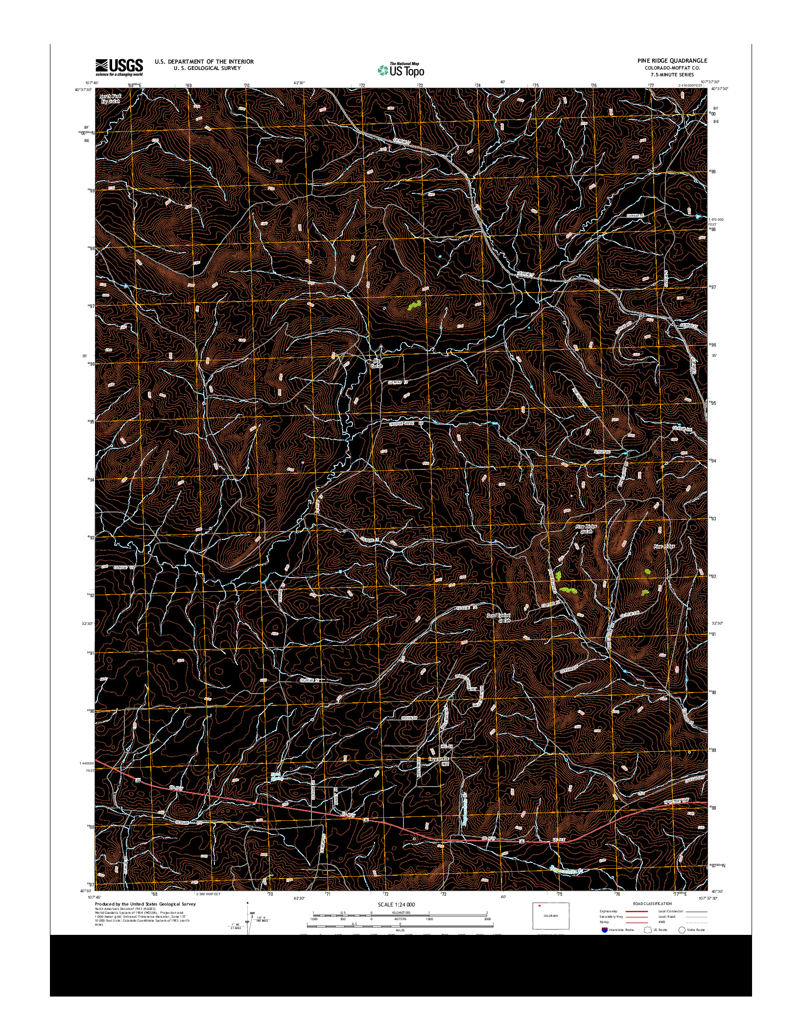 USGS US TOPO 7.5-MINUTE MAP FOR PINE RIDGE, CO 2013