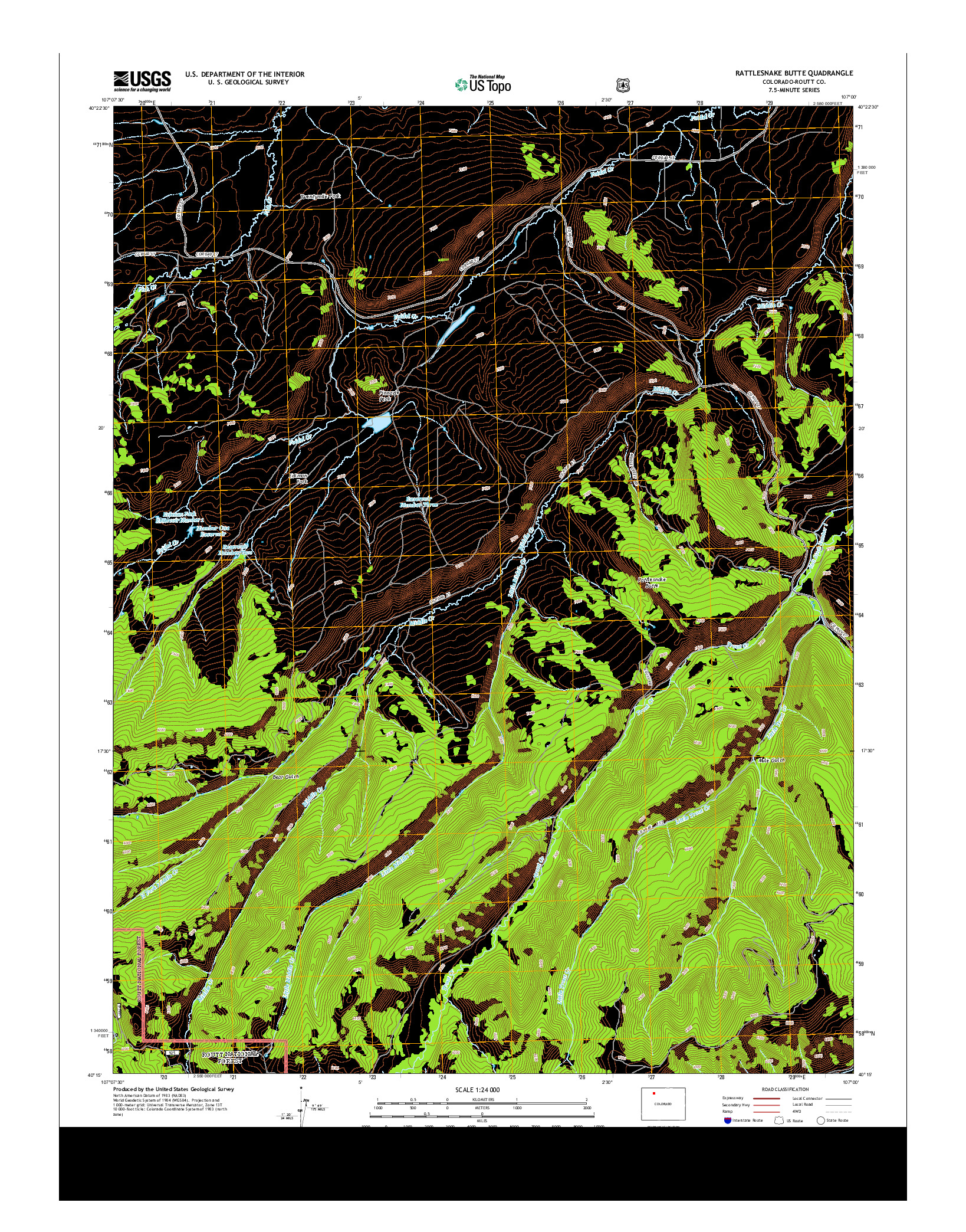 USGS US TOPO 7.5-MINUTE MAP FOR RATTLESNAKE BUTTE, CO 2013