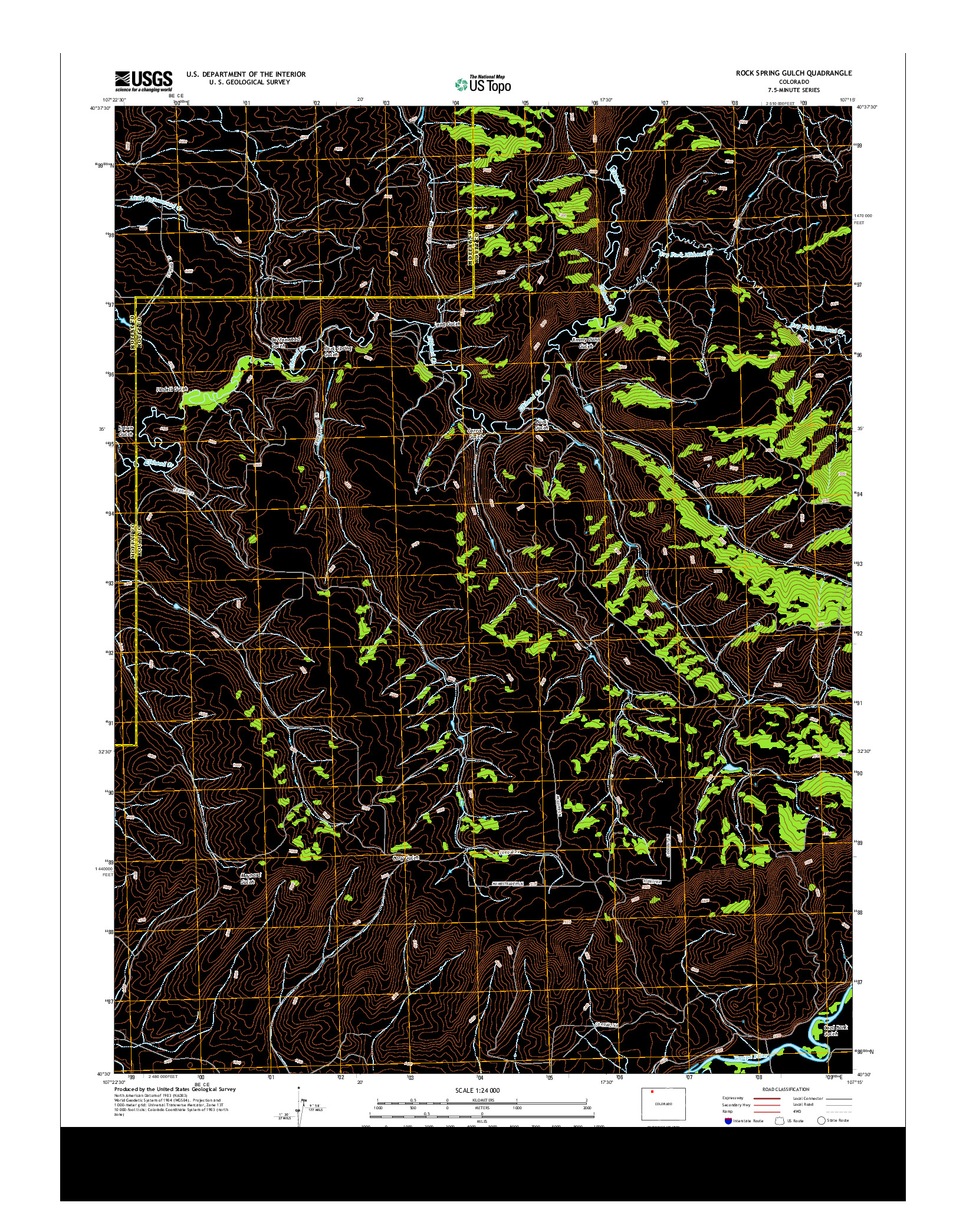USGS US TOPO 7.5-MINUTE MAP FOR ROCK SPRING GULCH, CO 2013