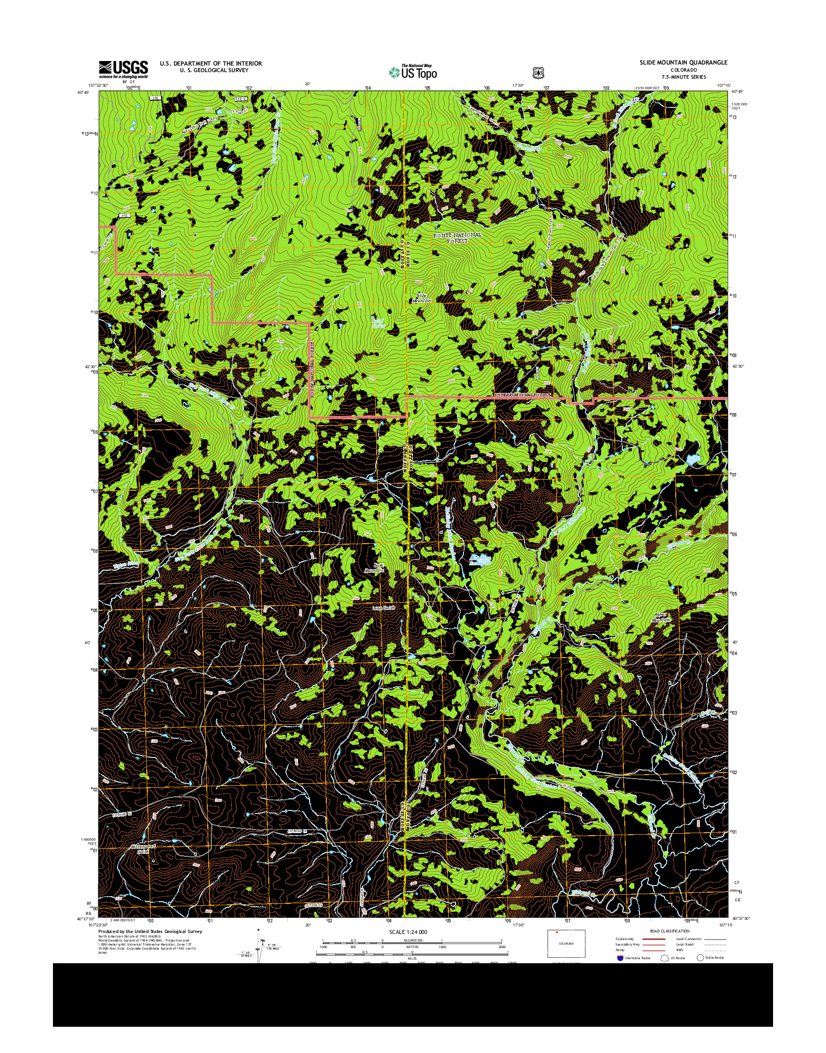 USGS US TOPO 7.5-MINUTE MAP FOR SLIDE MOUNTAIN, CO 2013