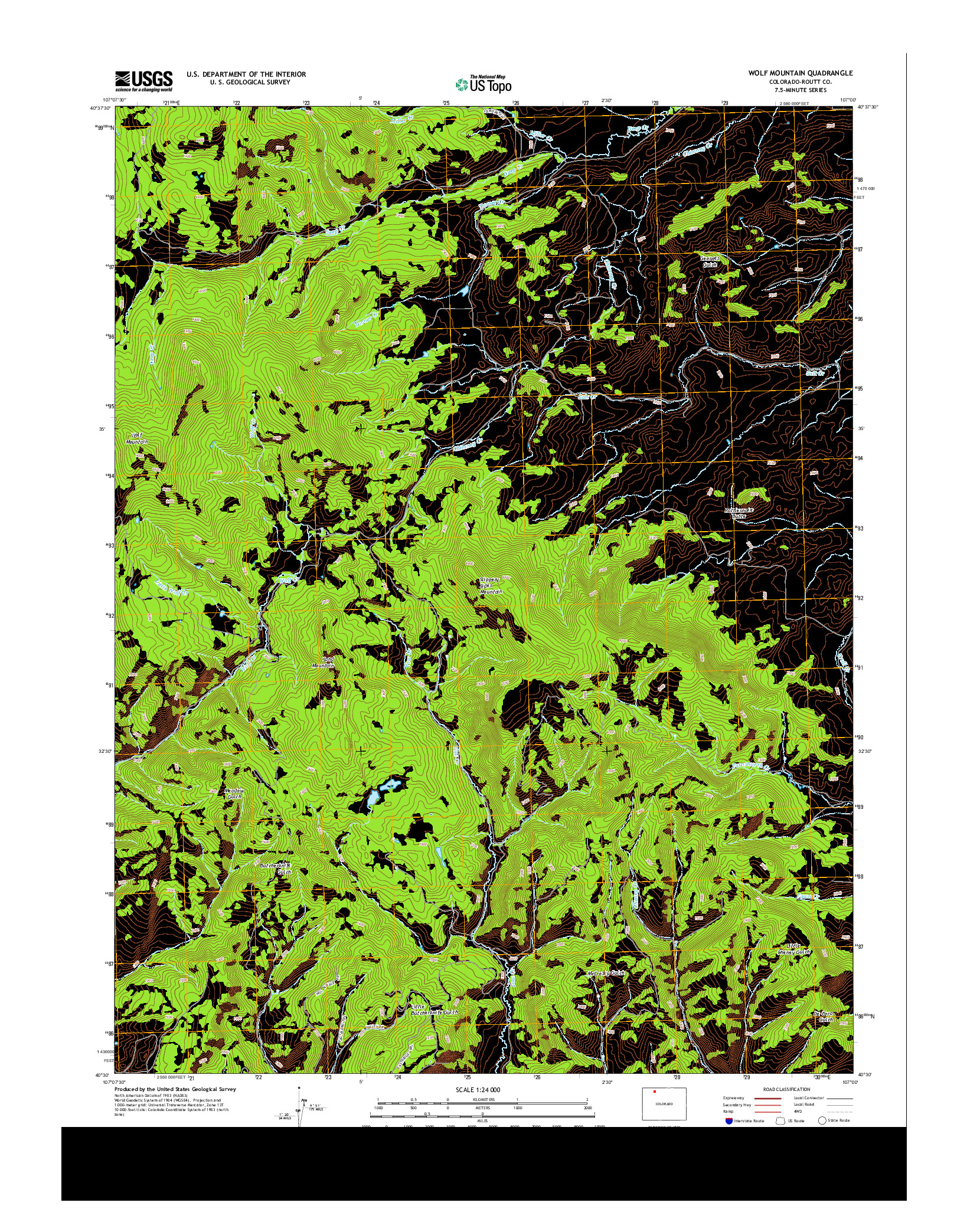 USGS US TOPO 7.5-MINUTE MAP FOR WOLF MOUNTAIN, CO 2013