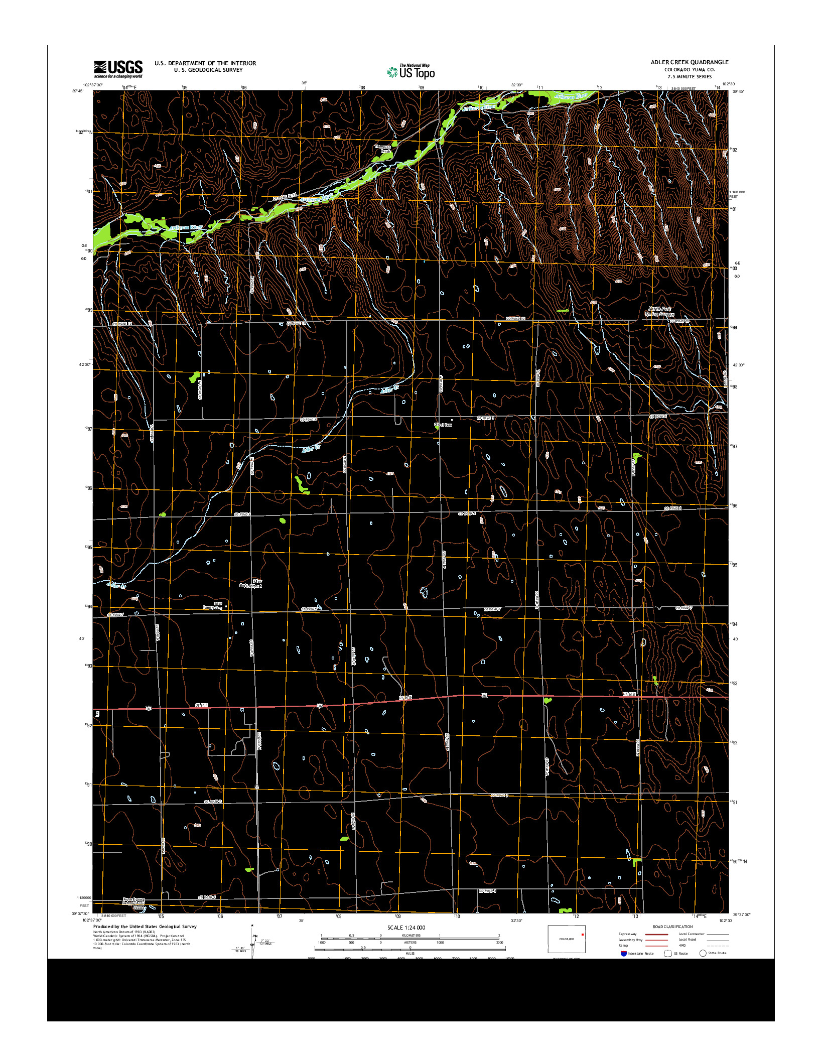 USGS US TOPO 7.5-MINUTE MAP FOR ADLER CREEK, CO 2013