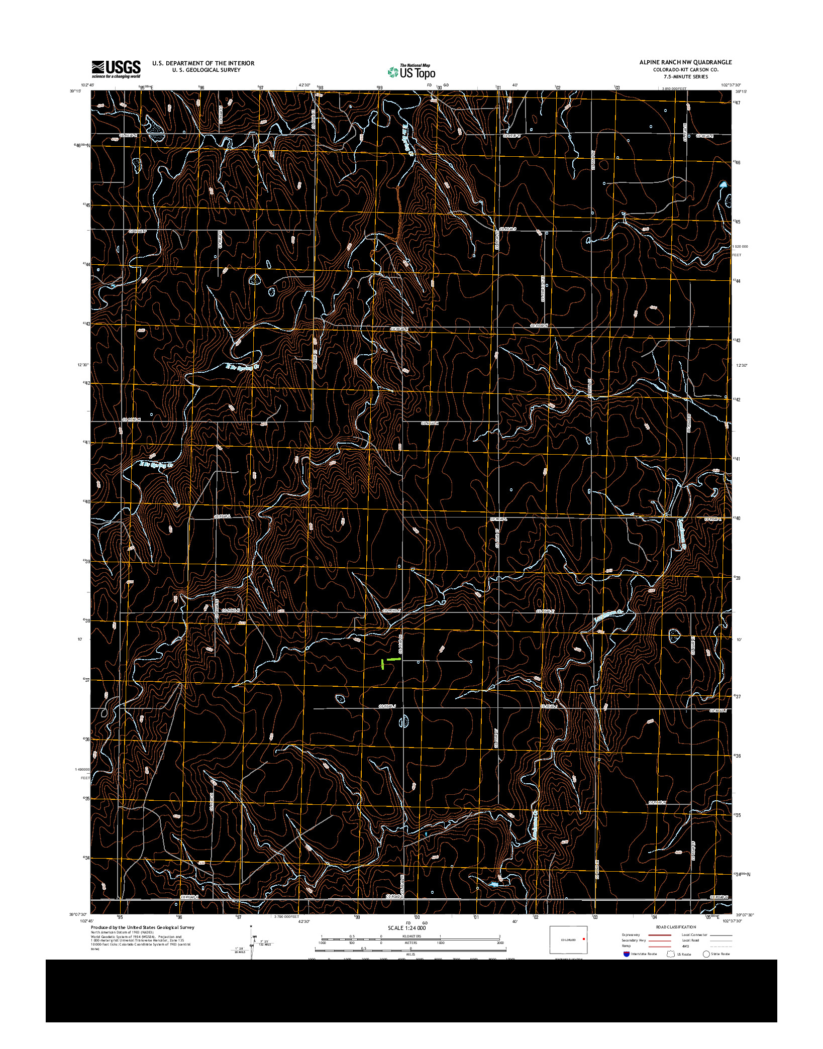 USGS US TOPO 7.5-MINUTE MAP FOR ALPINE RANCH NW, CO 2013