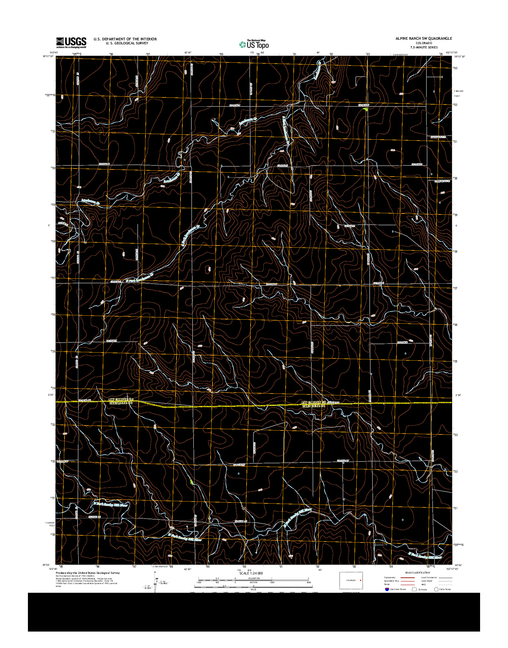 USGS US TOPO 7.5-MINUTE MAP FOR ALPINE RANCH SW, CO 2013