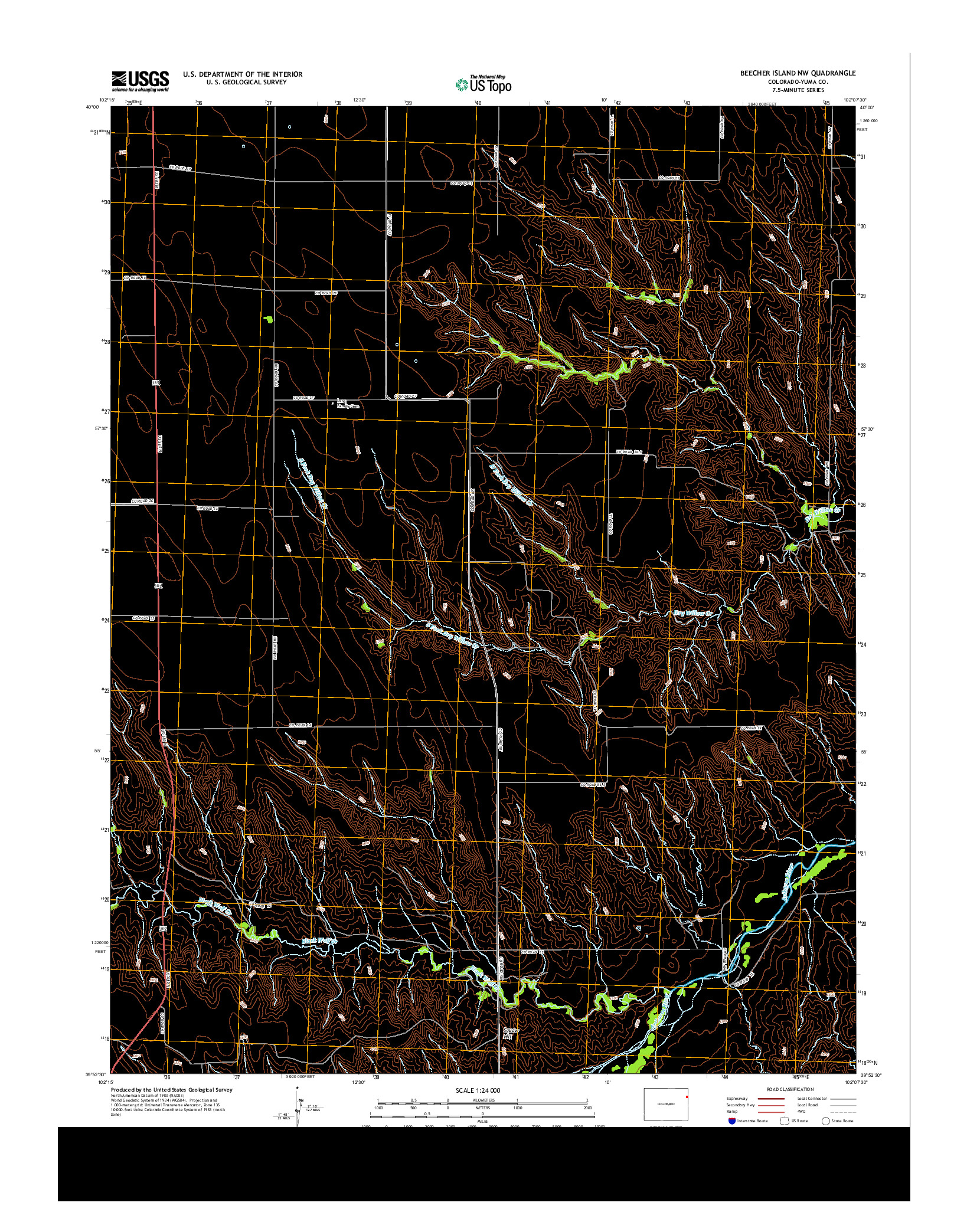 USGS US TOPO 7.5-MINUTE MAP FOR BEECHER ISLAND NW, CO 2013
