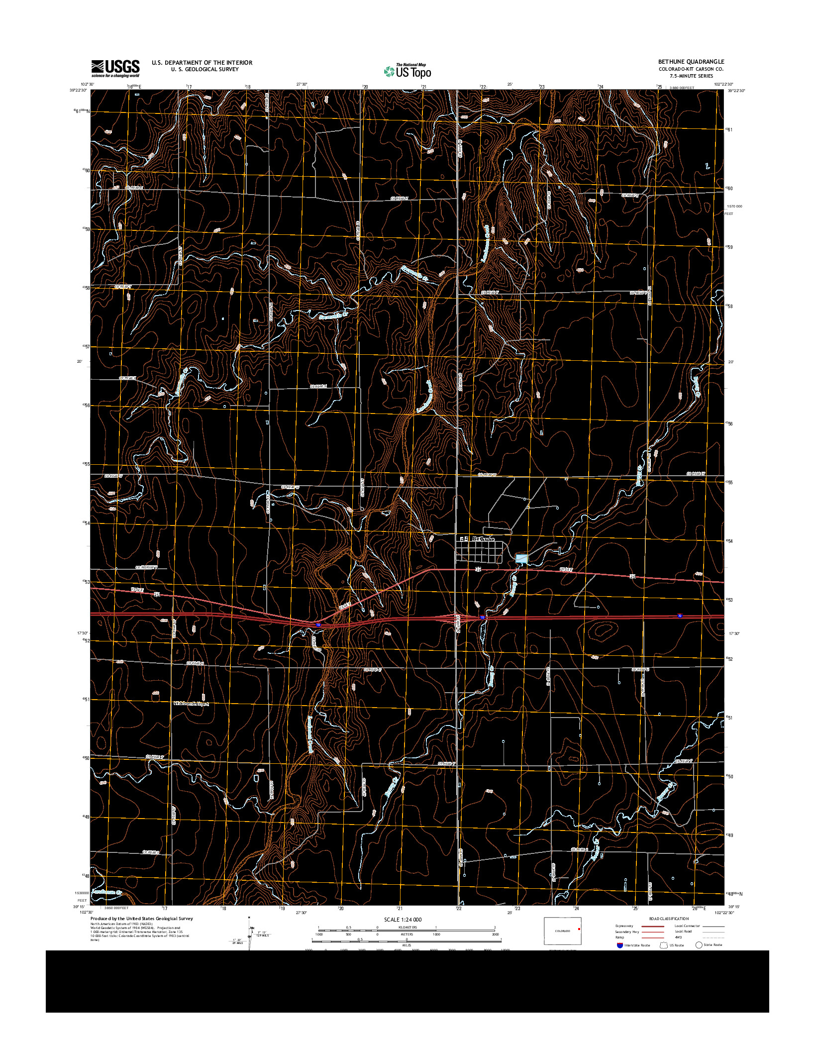 USGS US TOPO 7.5-MINUTE MAP FOR BETHUNE, CO 2013